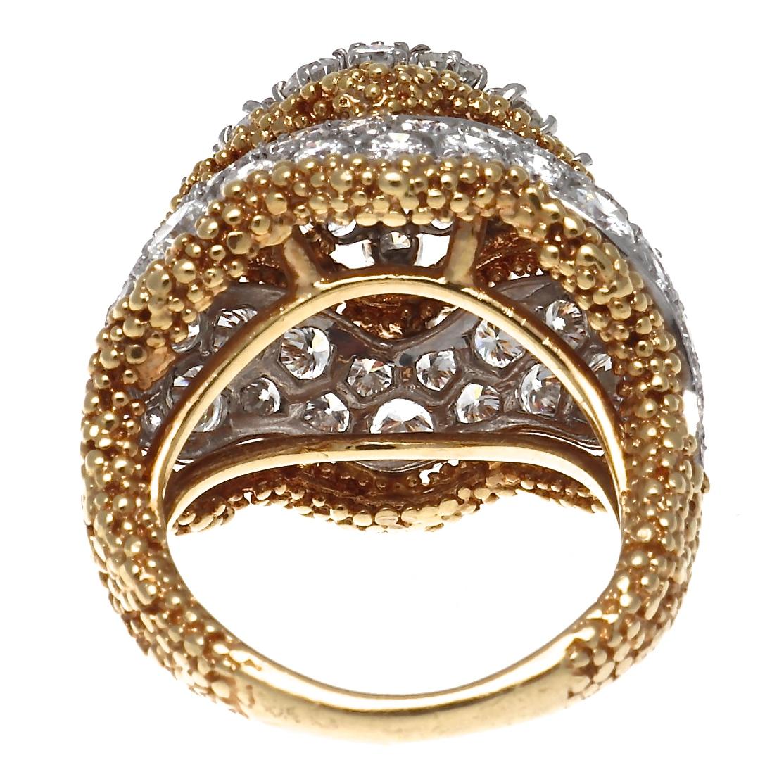 Vintage 1950s Ruser 6 Carat Diamond 18 Karat Gold Domed Cocktail Ring In Excellent Condition In Beverly Hills, CA