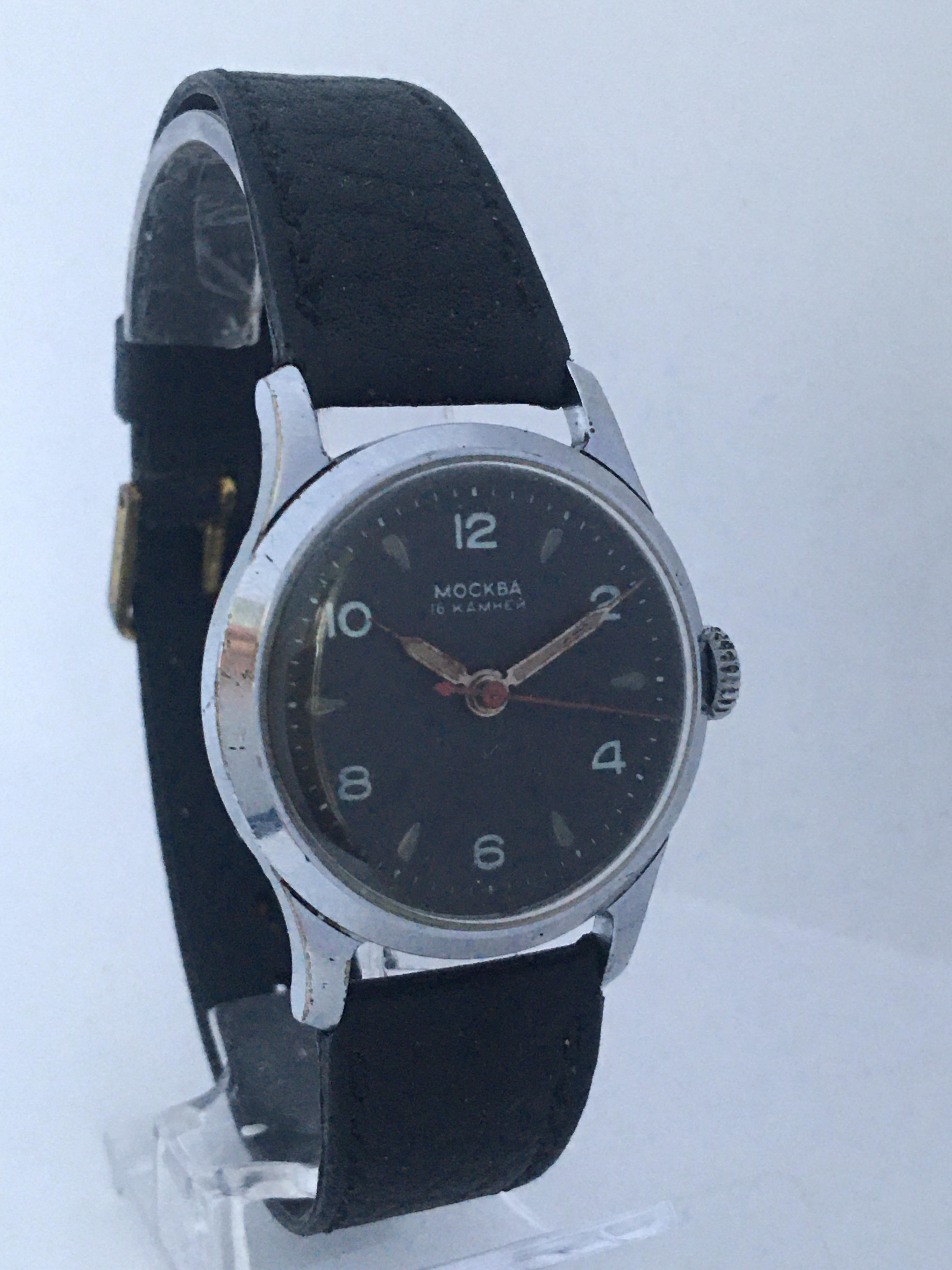 Vintage 1950s Russian Mechanical with Sweep Seconds Watch For Sale 5