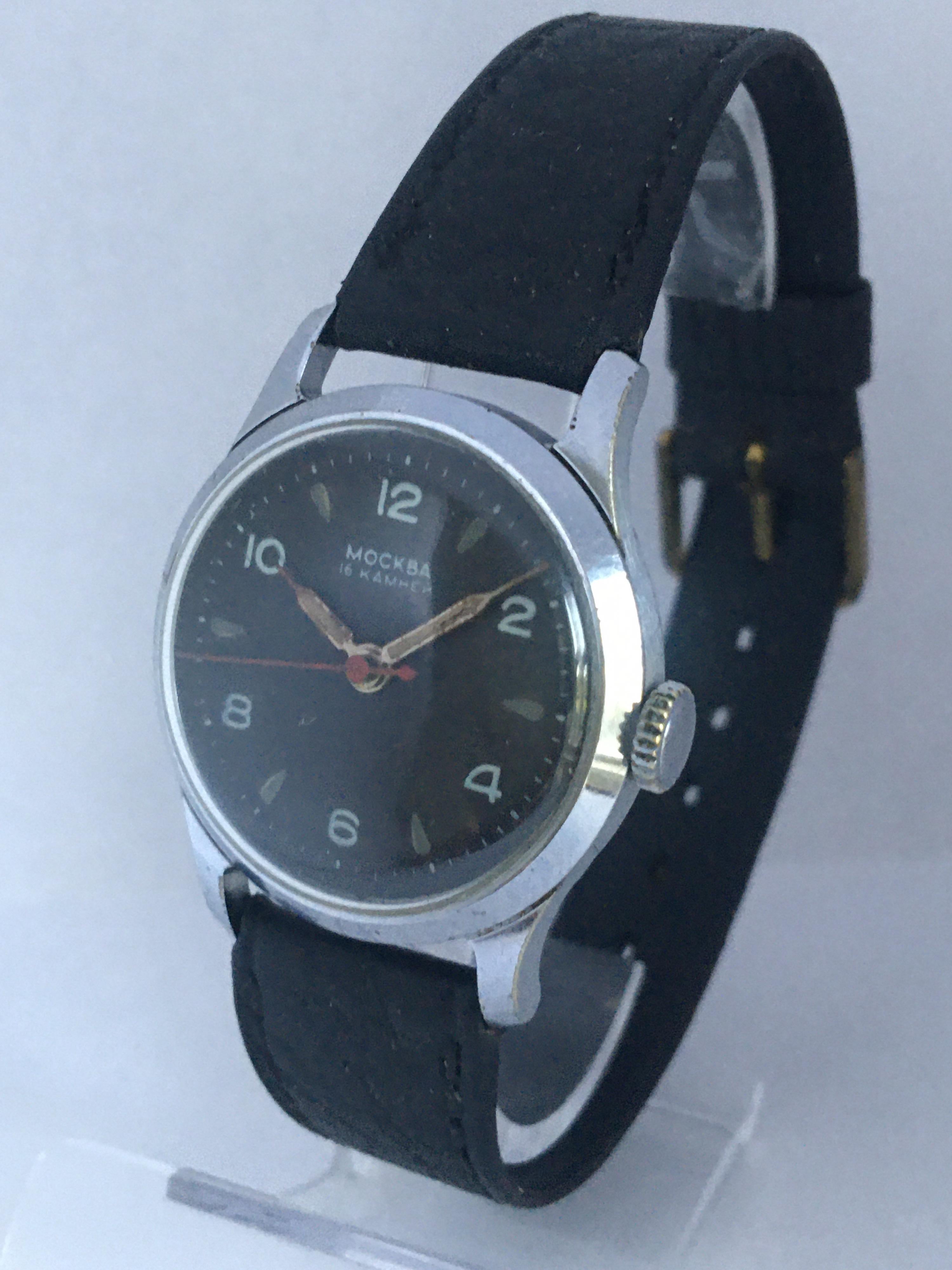 Vintage 1950s Russian Mechanical with Sweep Seconds Watch For Sale 6