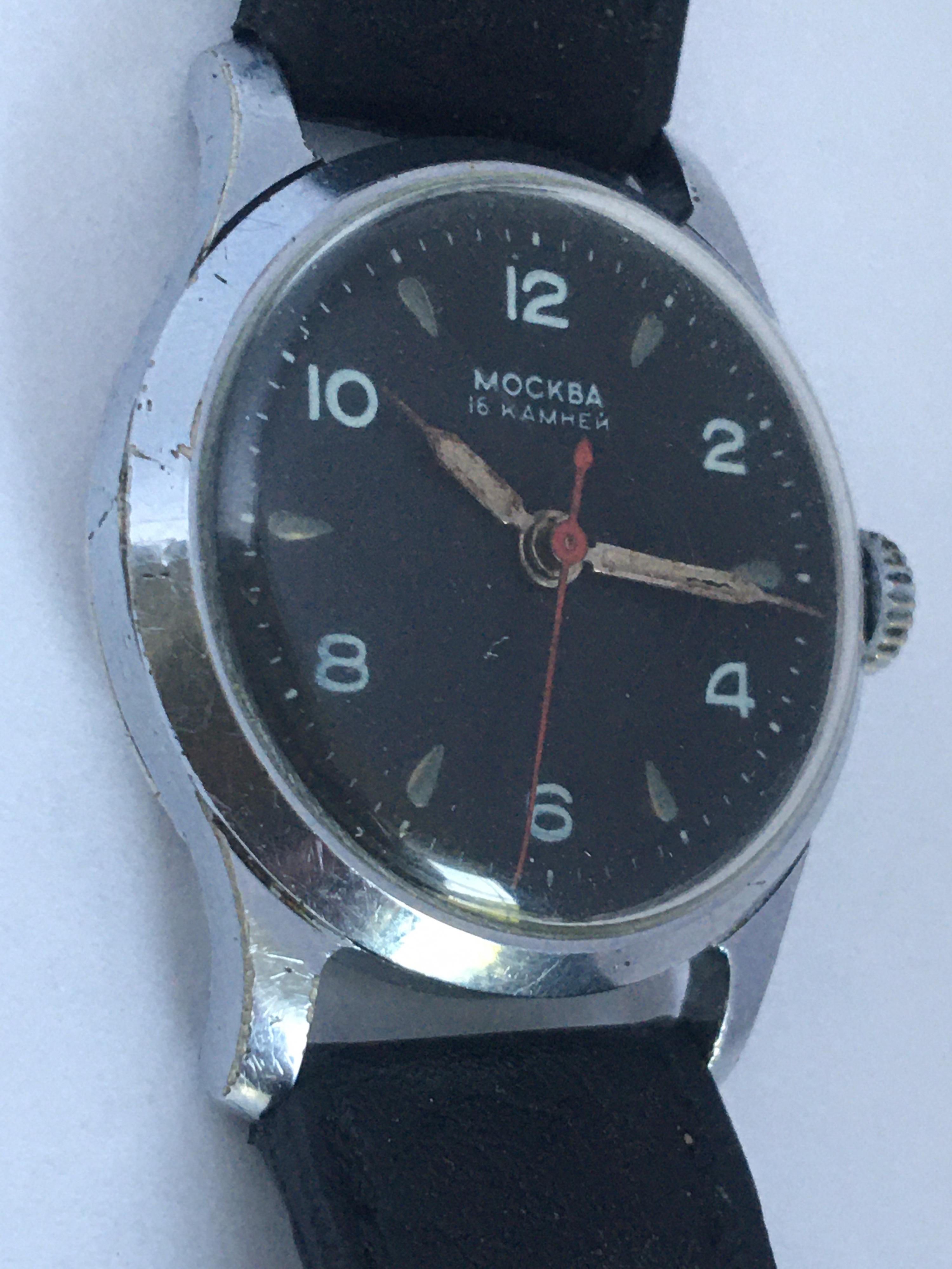 Vintage 1950s Russian Mechanical with Sweep Seconds Watch For Sale 4