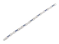 Vintage 1950s Sapphire and Diamond Link Bracelet