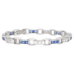 Vintage 1950s Sapphire and Diamond Link Bracelet