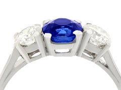 Vintage 1950s Sapphire and Diamond Platinum Trilogy Ring