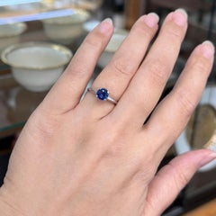 Vintage 1950's Sapphire and Tapered Baguette Diamond Ring Platinum