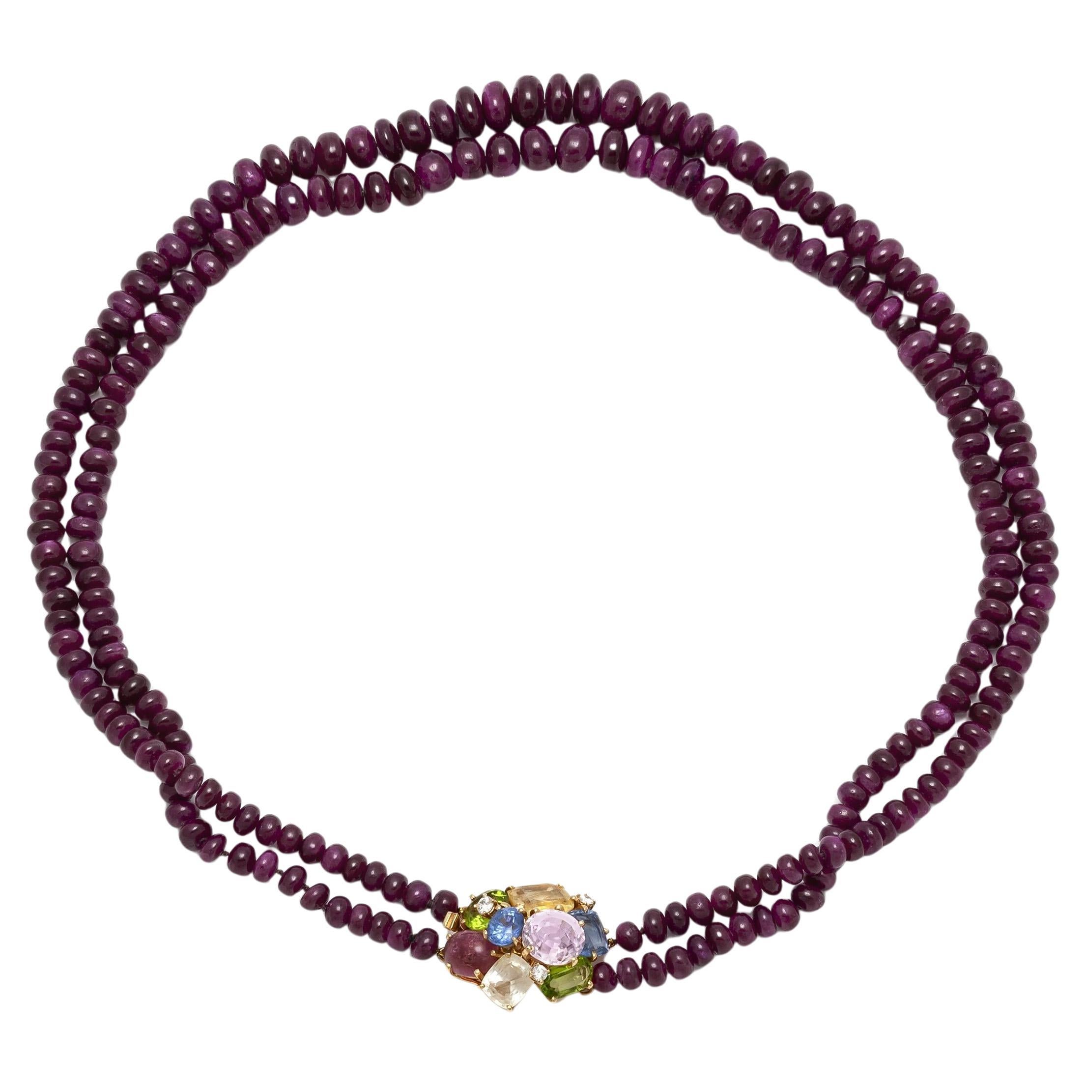 Vintage 1950s Seaman Schepps Ruby Beads Necklace