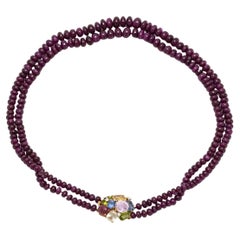 Collana di perline di rubino Seaman Schepps vintage del 1950