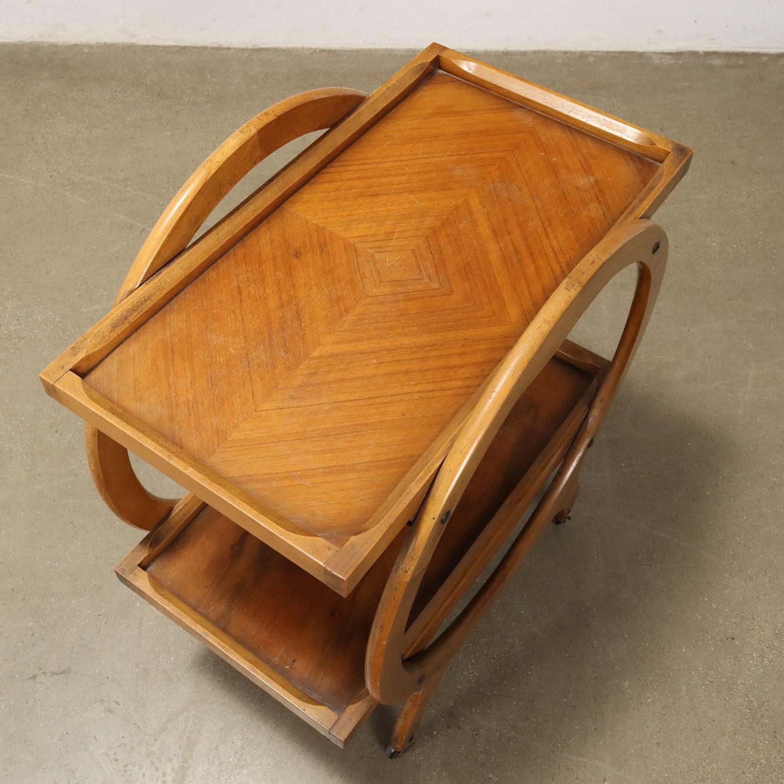 Vintage 1950s Service Trolley Nussbaum Furnier Italien (Walnuss) im Angebot