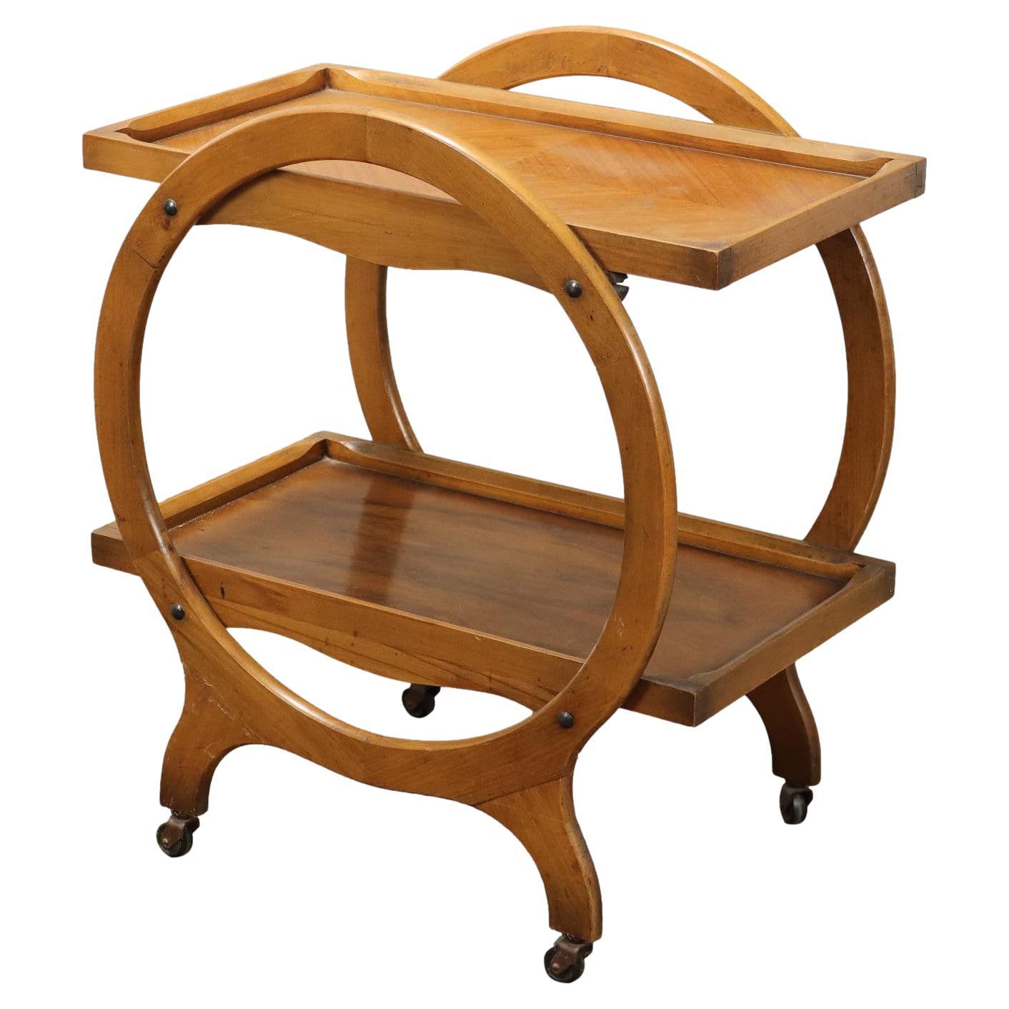 Vintage 1950s Service Trolley Nussbaum Furnier Italien im Angebot
