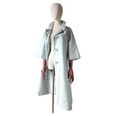 Vintage 1950's Shantung Silk Blue Coat Vintage 1950's Silk Duster Coat UK 10-14