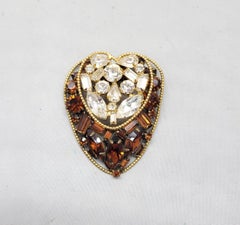 Vintage 1950er Jahre signiert Hattie Carnegie Faux-Topas & Klarer Strass Brosche, Vintage