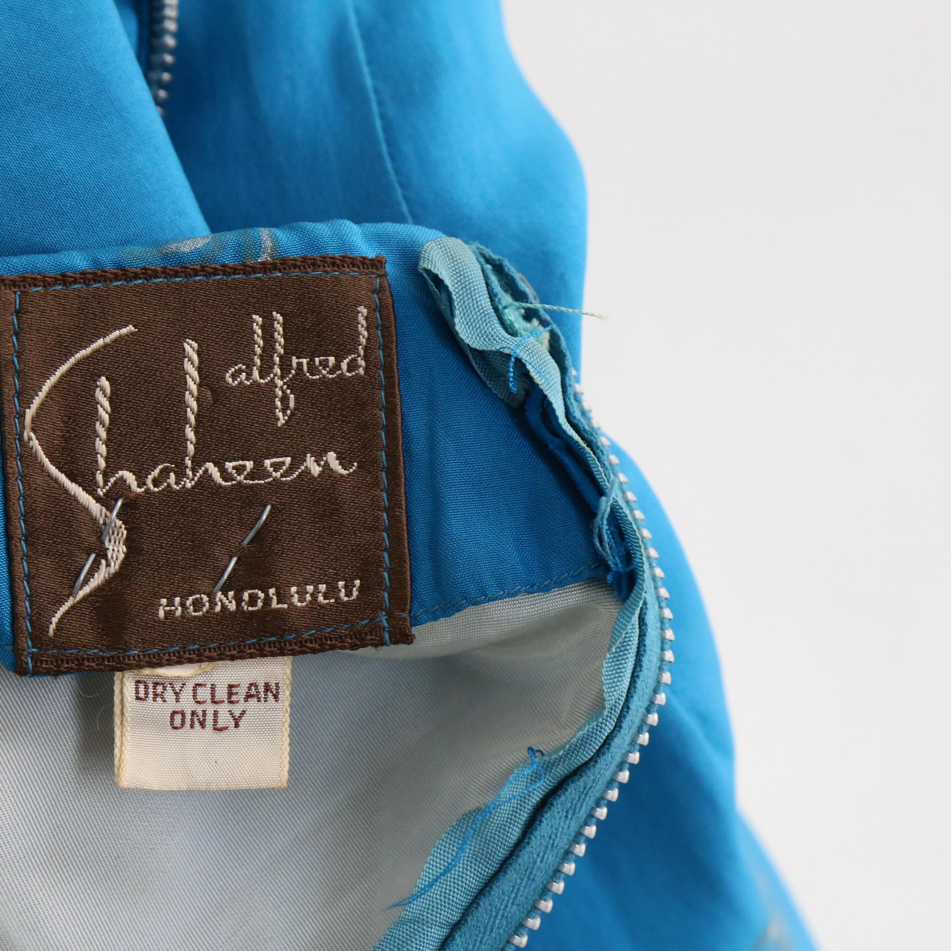 Vintage 1950's Silk Alfred Shaheen Dress UK 8-10 US 4-6 5