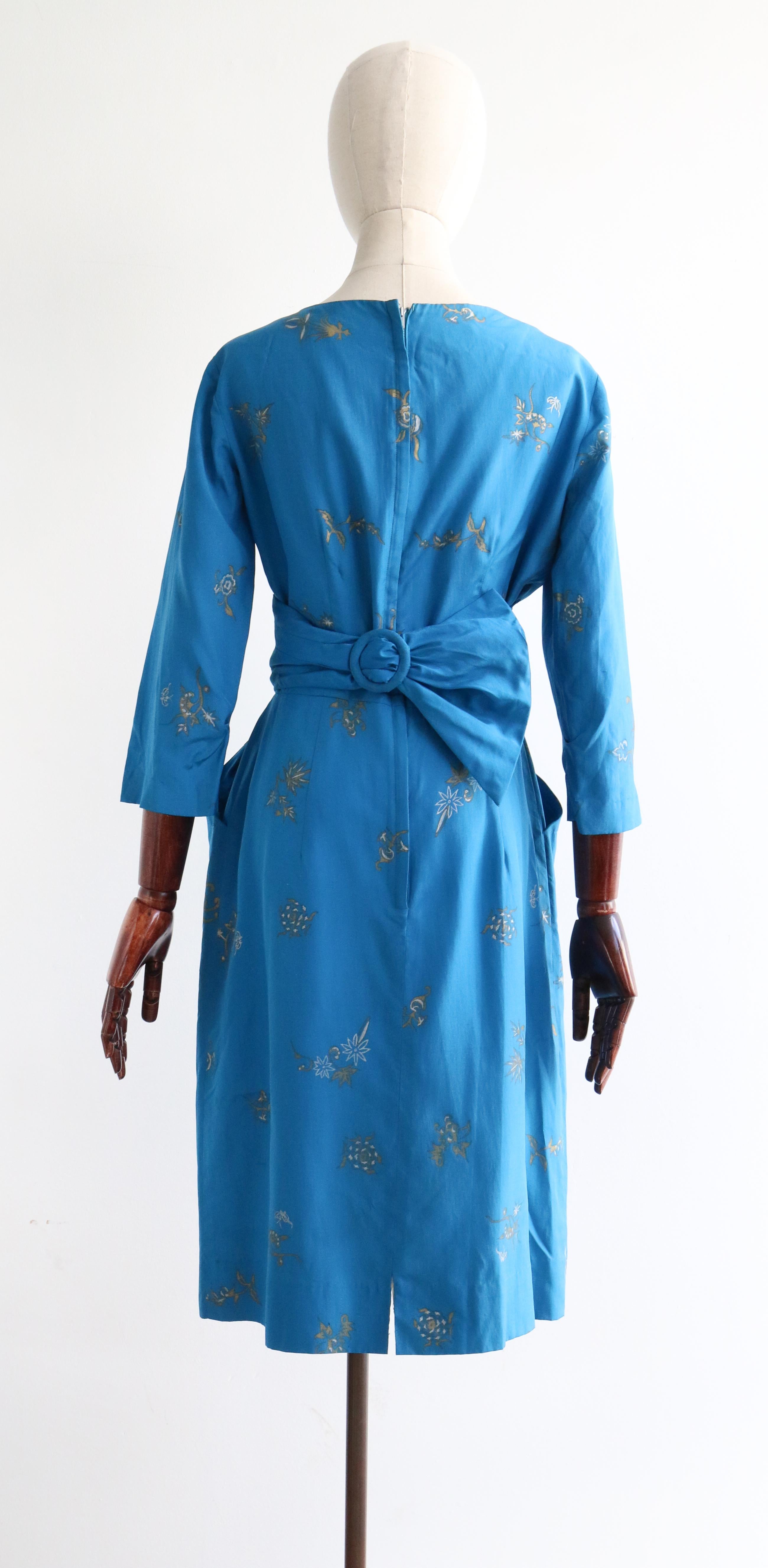 Vintage 1950's Silk Alfred Shaheen Dress UK 8-10 US 4-6 4