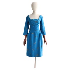 Vintage 1950's Silk Alfred Shaheen Dress UK 8-10 US 4-6