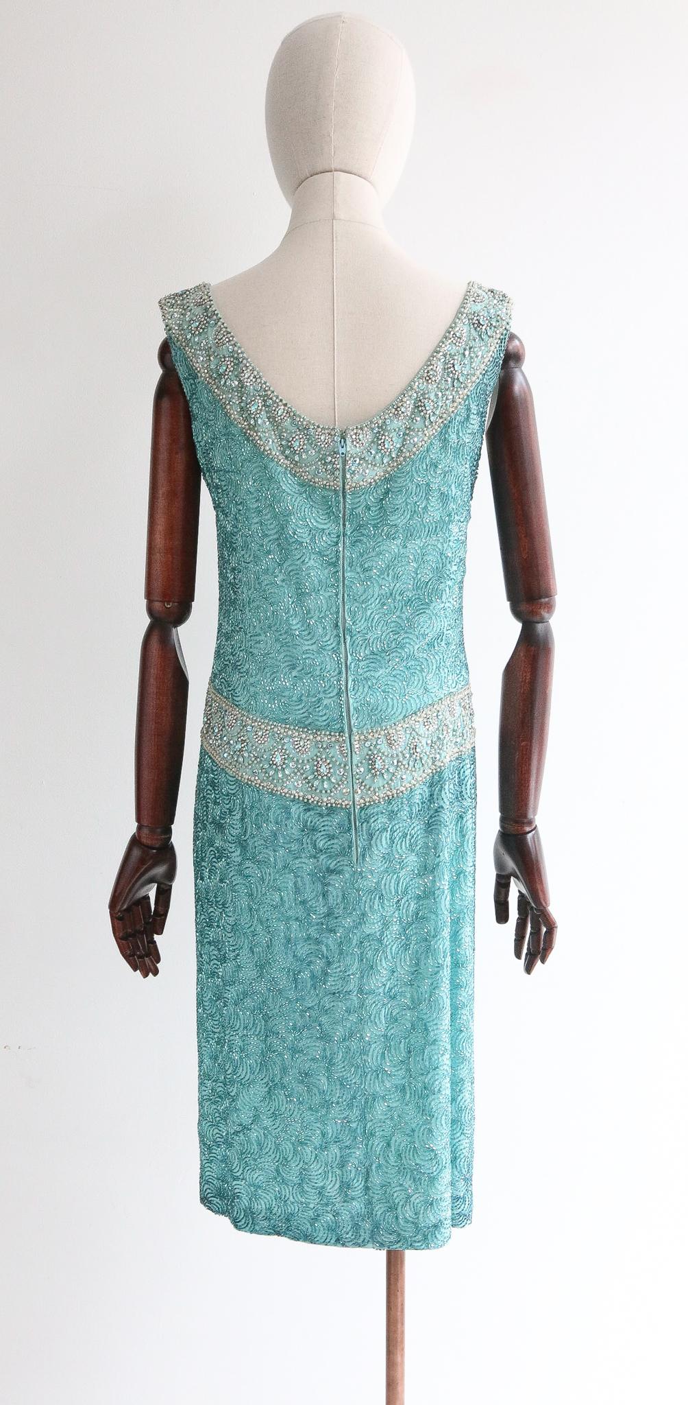 Women's Vintage 1950's Silk Beaded Norman Hartnell Dress UK 12 US 8