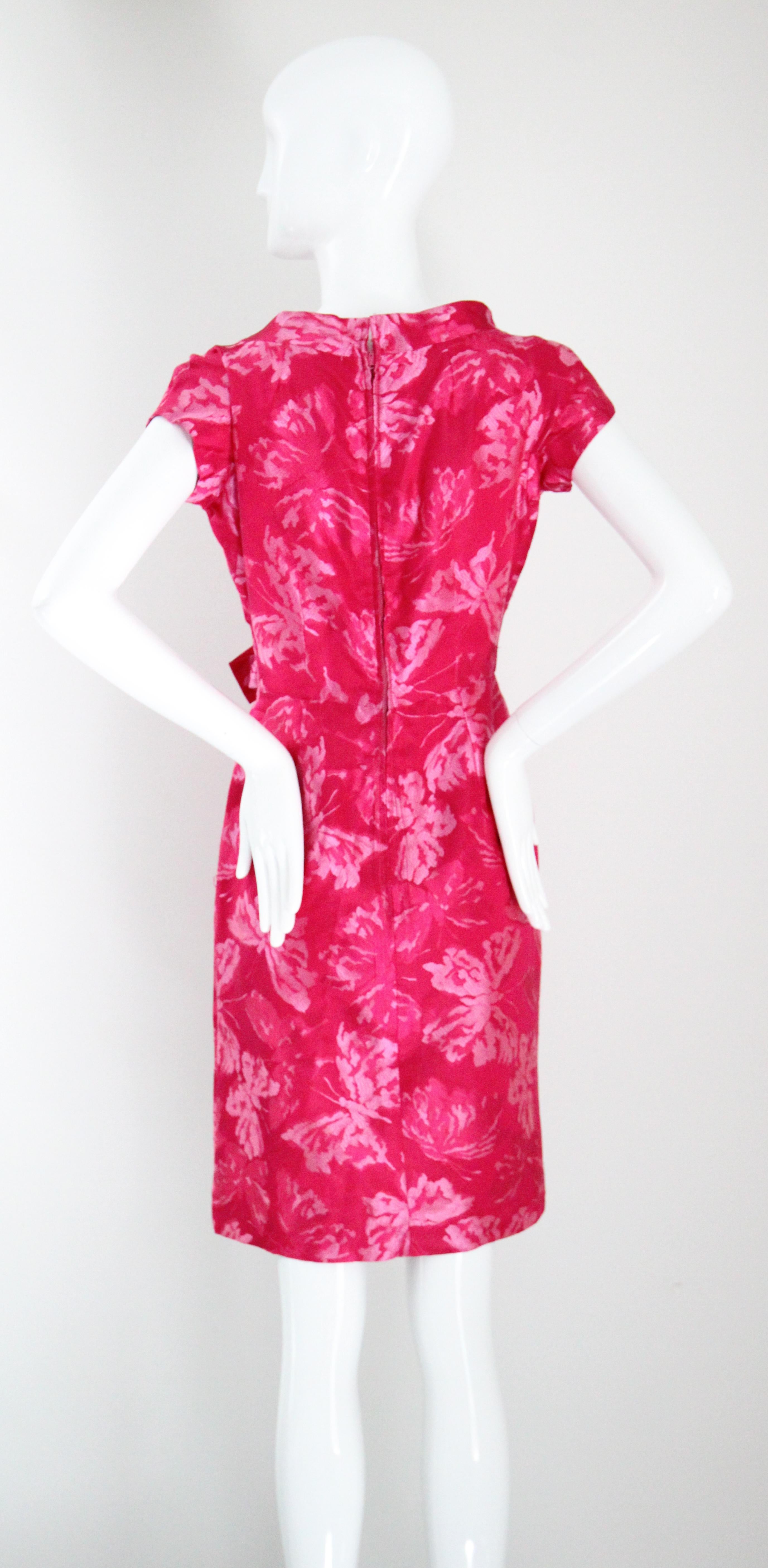 Vestido mariposa brocado seda vintage años 50 UK 8-10 US 4-6 4