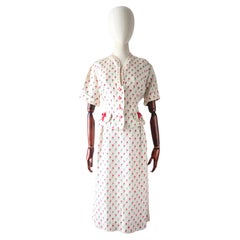 Vintage 1950's Silk Rose Bud Print Dress and Jacket 1950's Silk Dress Suit