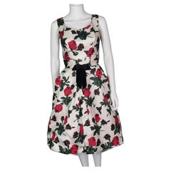 Vintage 1950s silk Rose print dress 