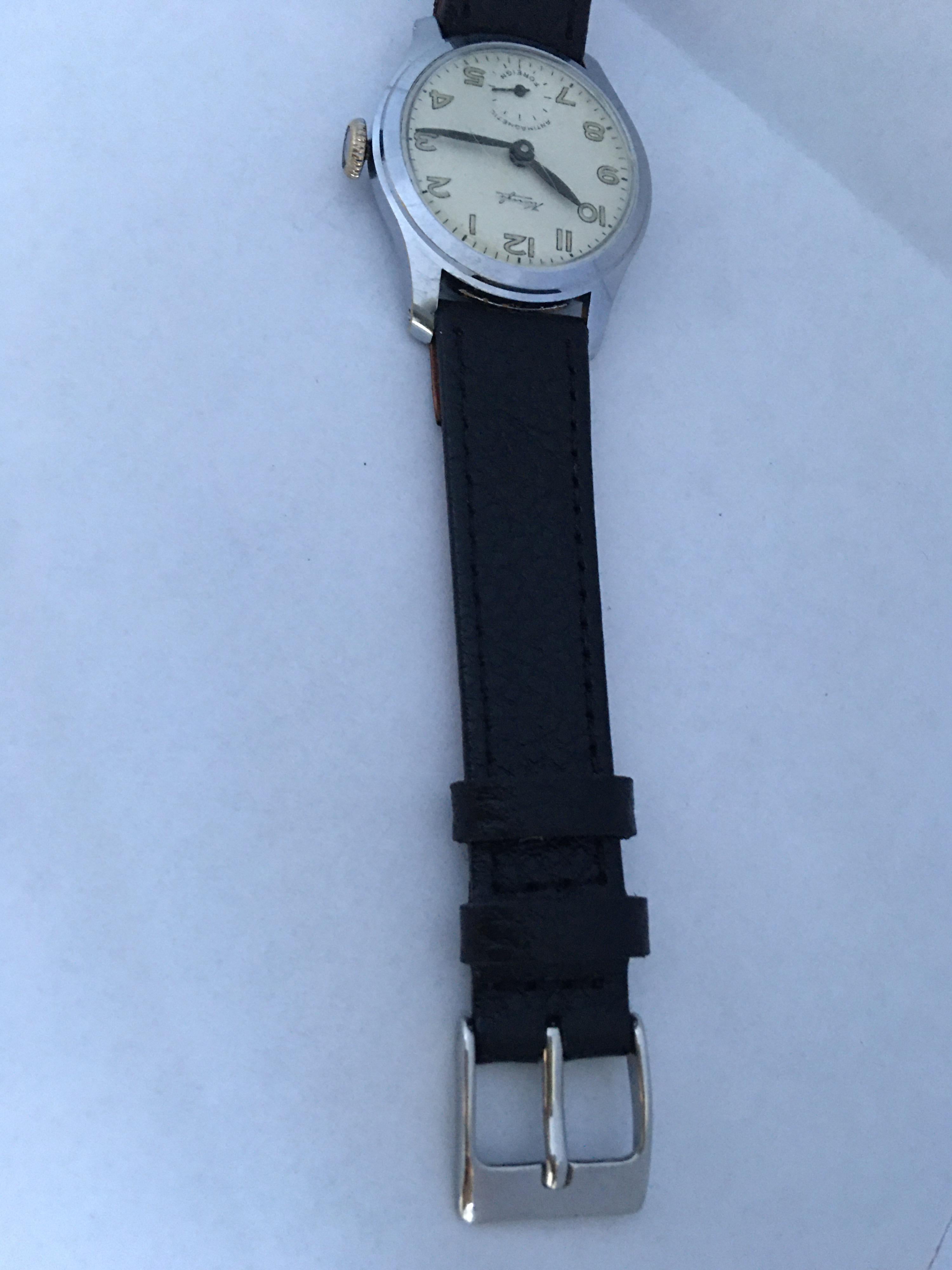 Vintage 1950s Silver Plated Mechanical Watch For Sale 7