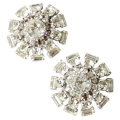 Vintage 1950's Silber Strass Kralle Set Ohrringe original Ohrringe Starburst