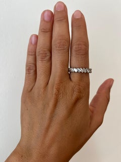 Vintage 1950s Slanted Baguette Diamond Platinum Eternity Wedding Band