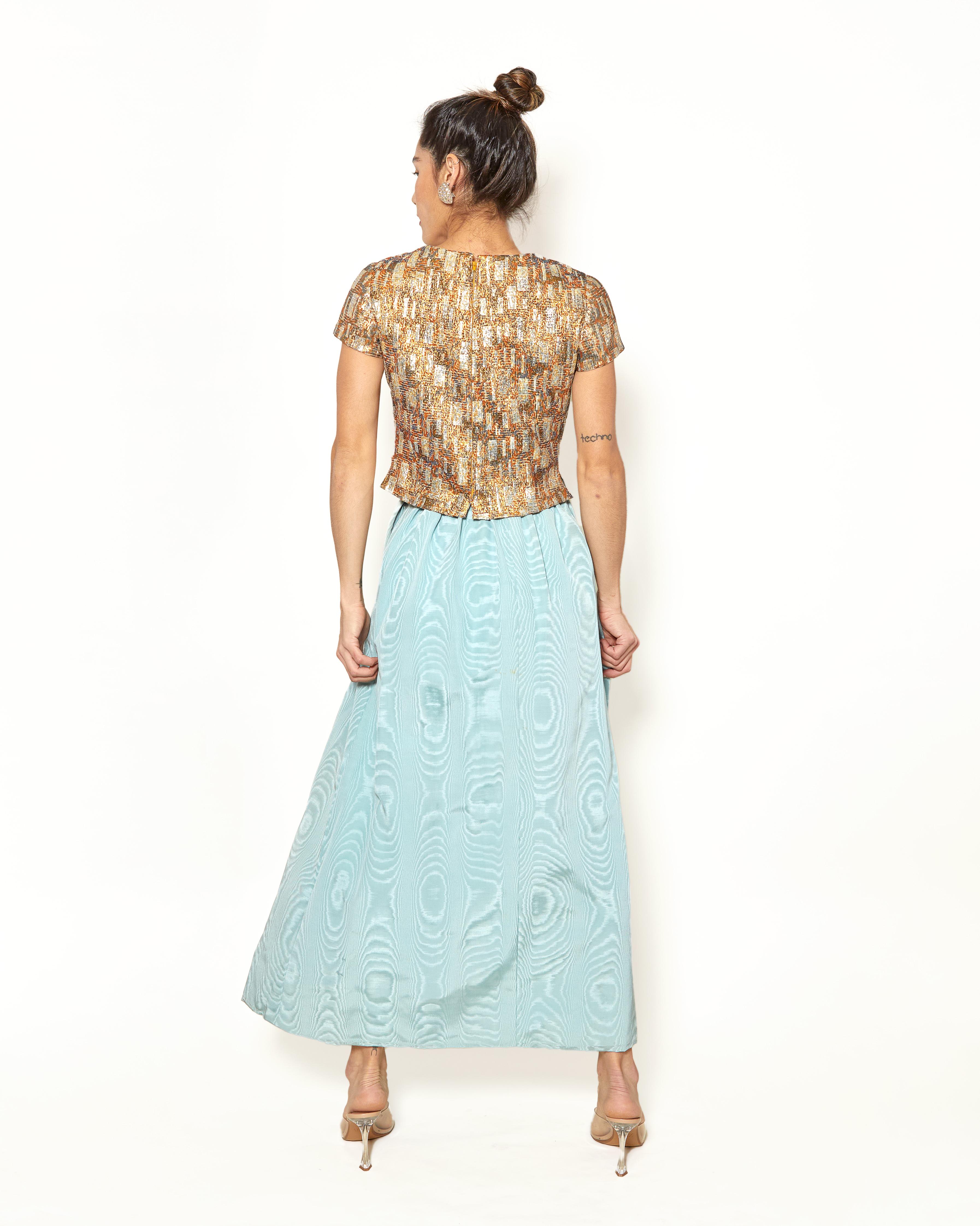 De las mujeres Vintage 1950's Sloat New York Maxi falda circular de seda azul cielo en venta