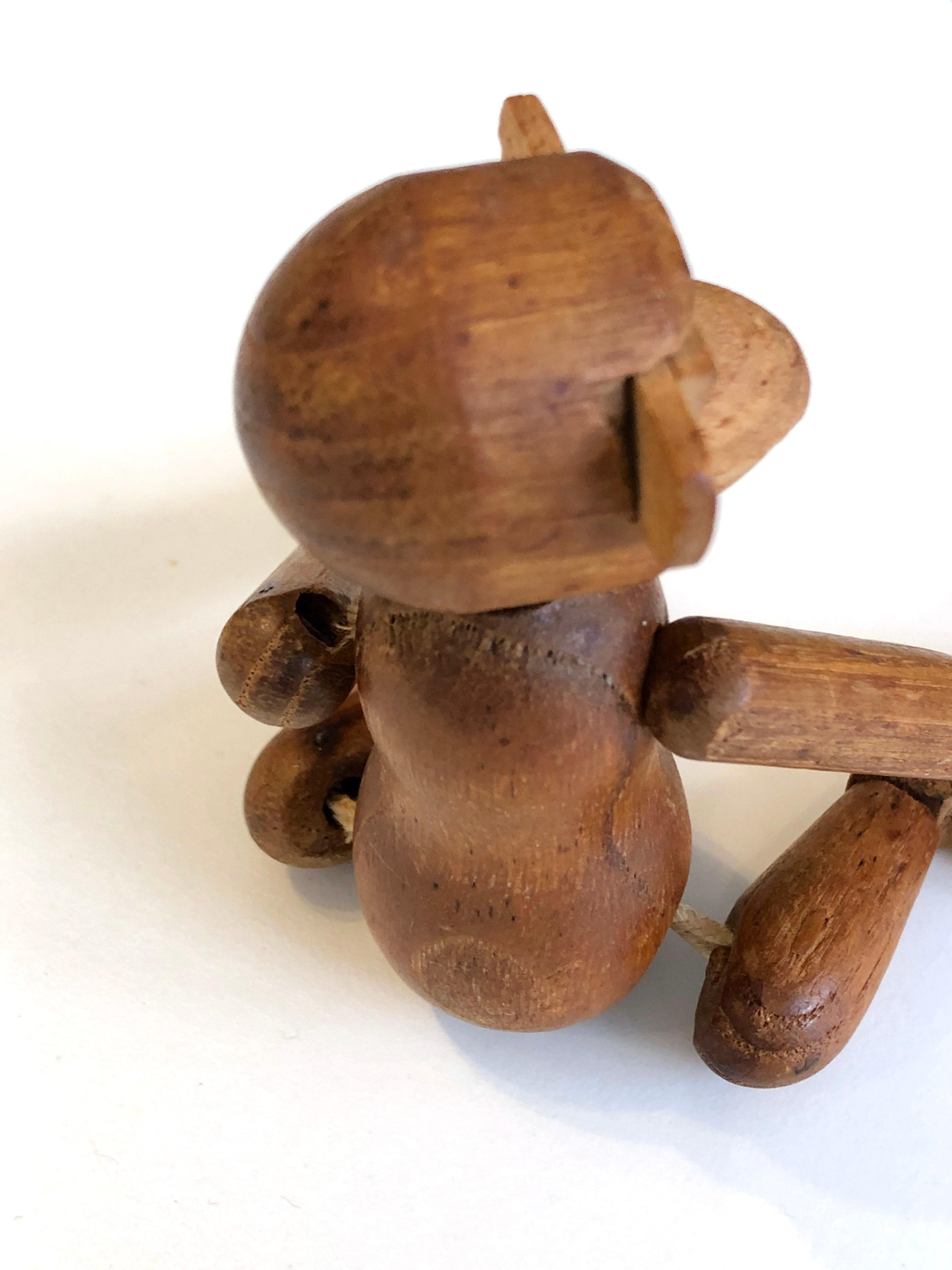 Vintage 1950's small wooden monkey - Kay Bojesen style For Sale 8