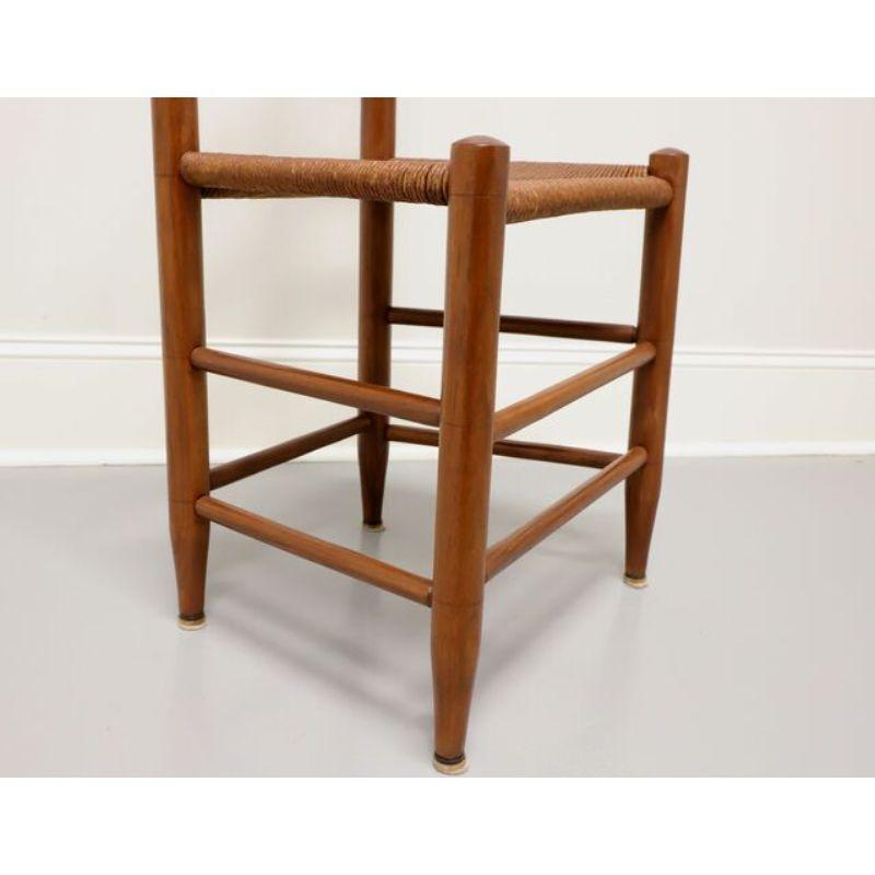 Vintage 1950s Solid Cherry Ladder Back Dining Chairs with Rush Seats - Set of 6 3