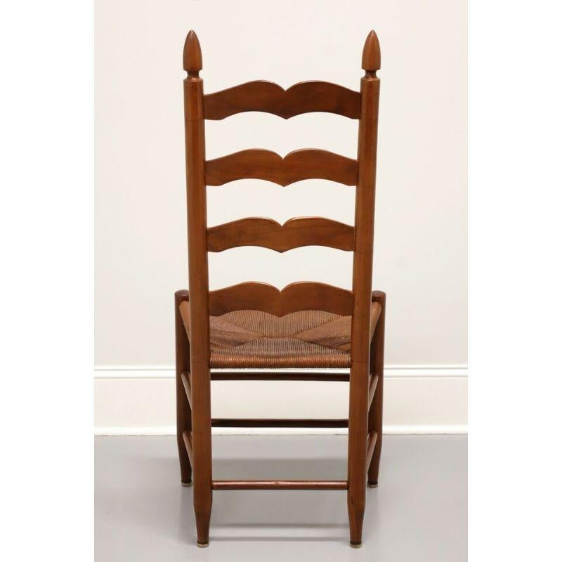 Vintage 1950s Solid Cherry Ladder Back Dining Chairs with Rush Seats - Set of 6 In Good Condition In Charlotte, NC