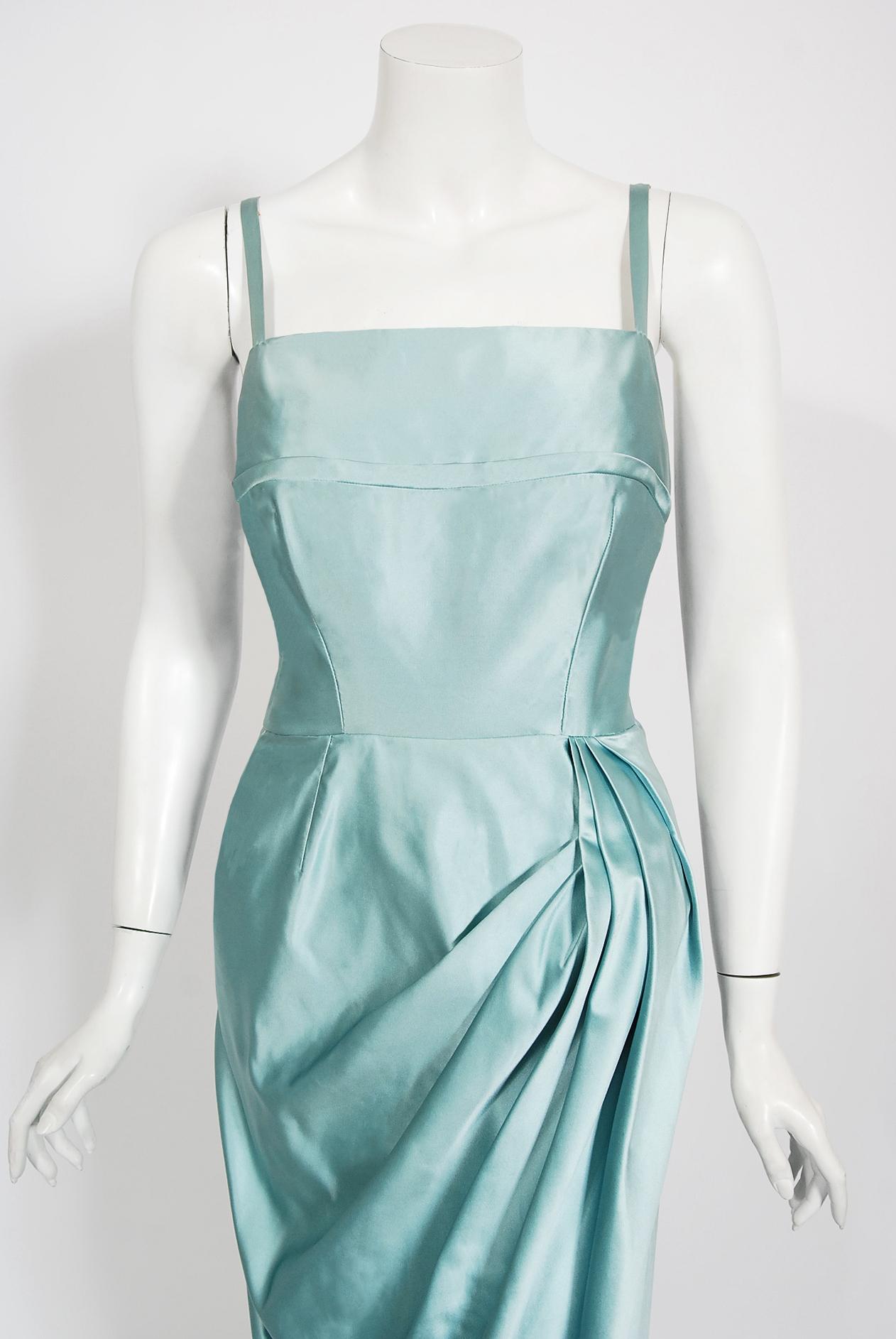 Absolutely gorgeous 1950's ice-blue gown by the highly adored 