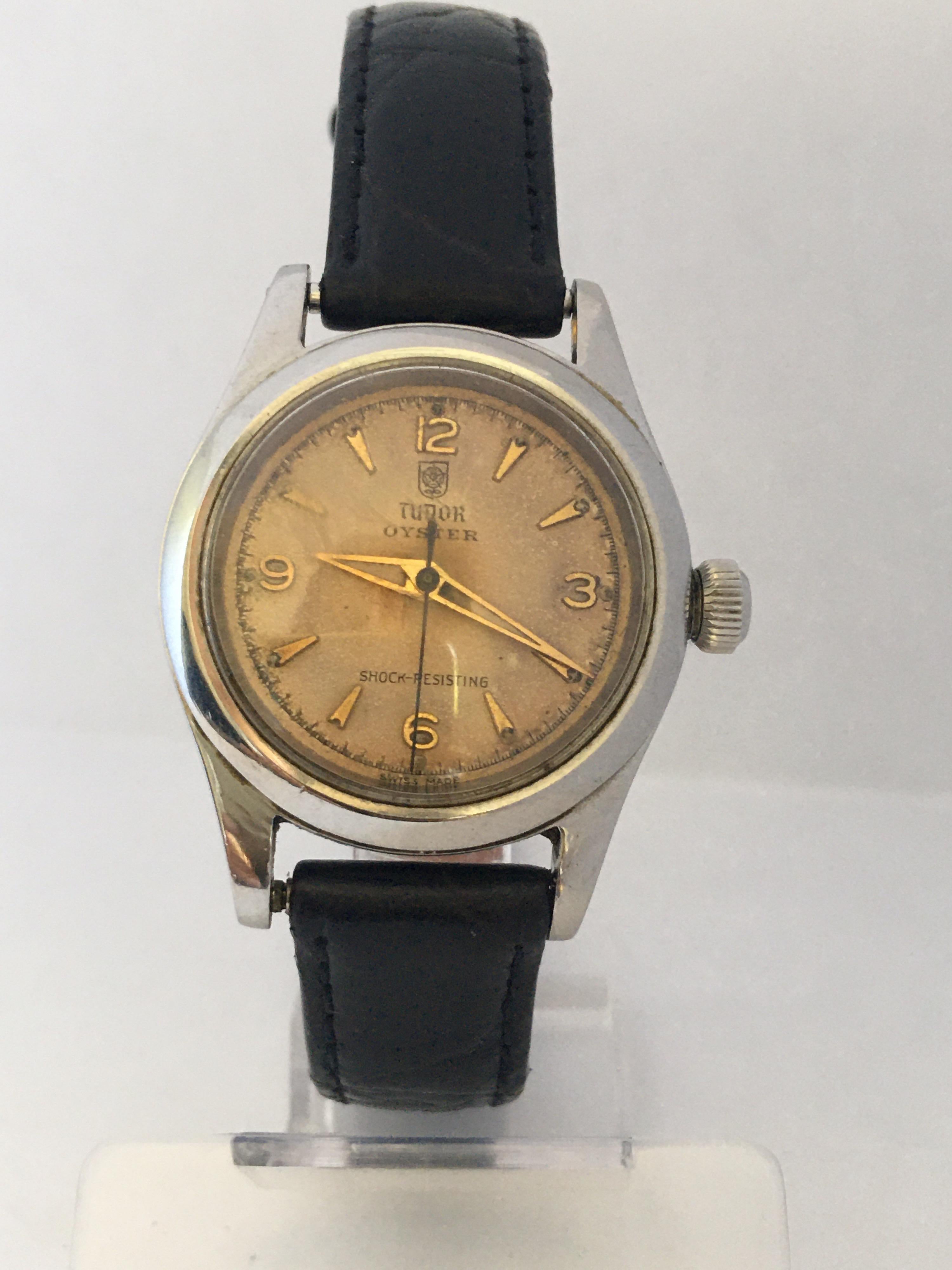 Vintage 1950s Stainless Steel Tudor Oyster Mechanical Watch For Sale 8