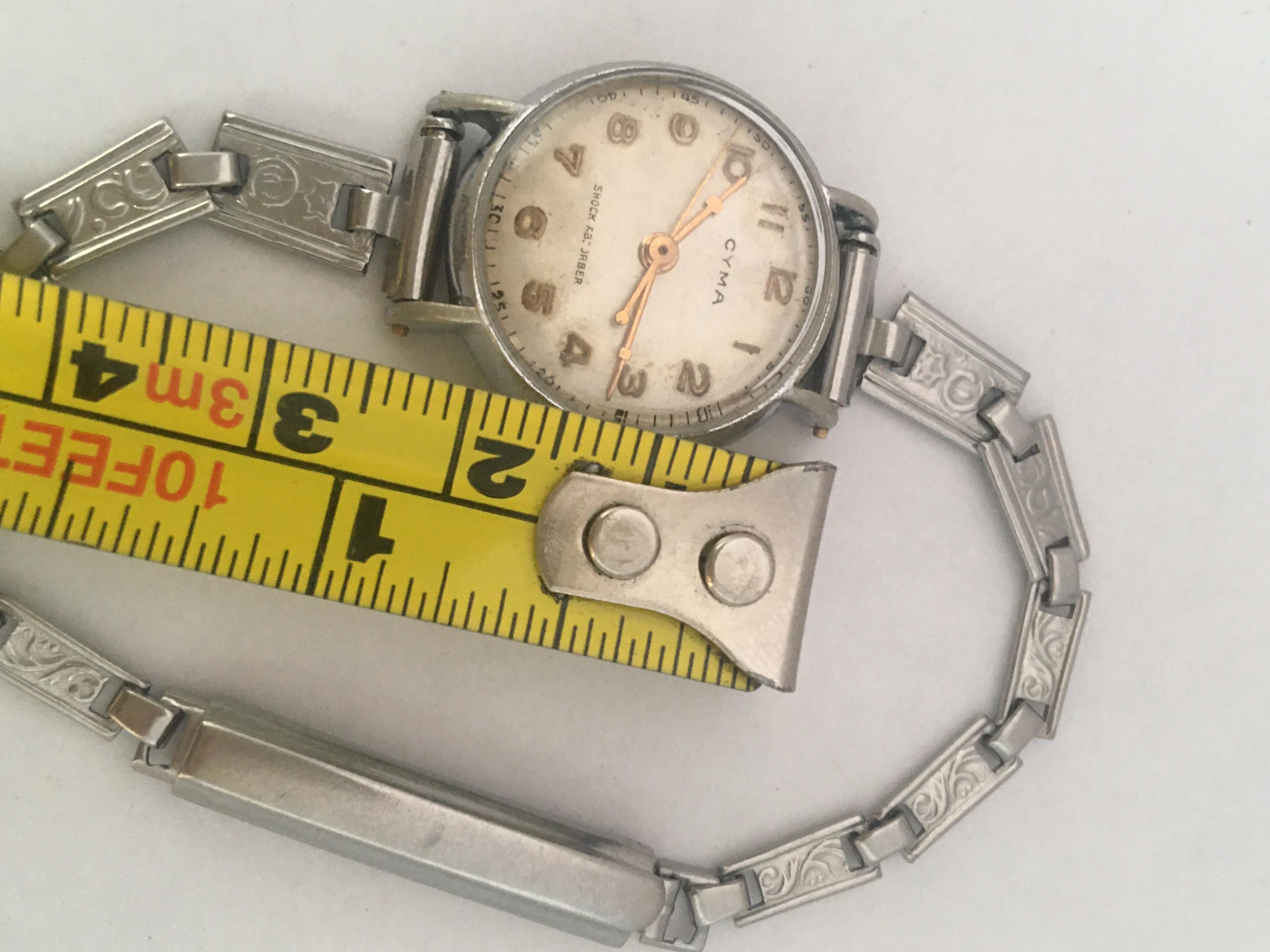 Vintage 1950s Stainless Steel CYMA Ladies Mechanical Watch For Sale 3