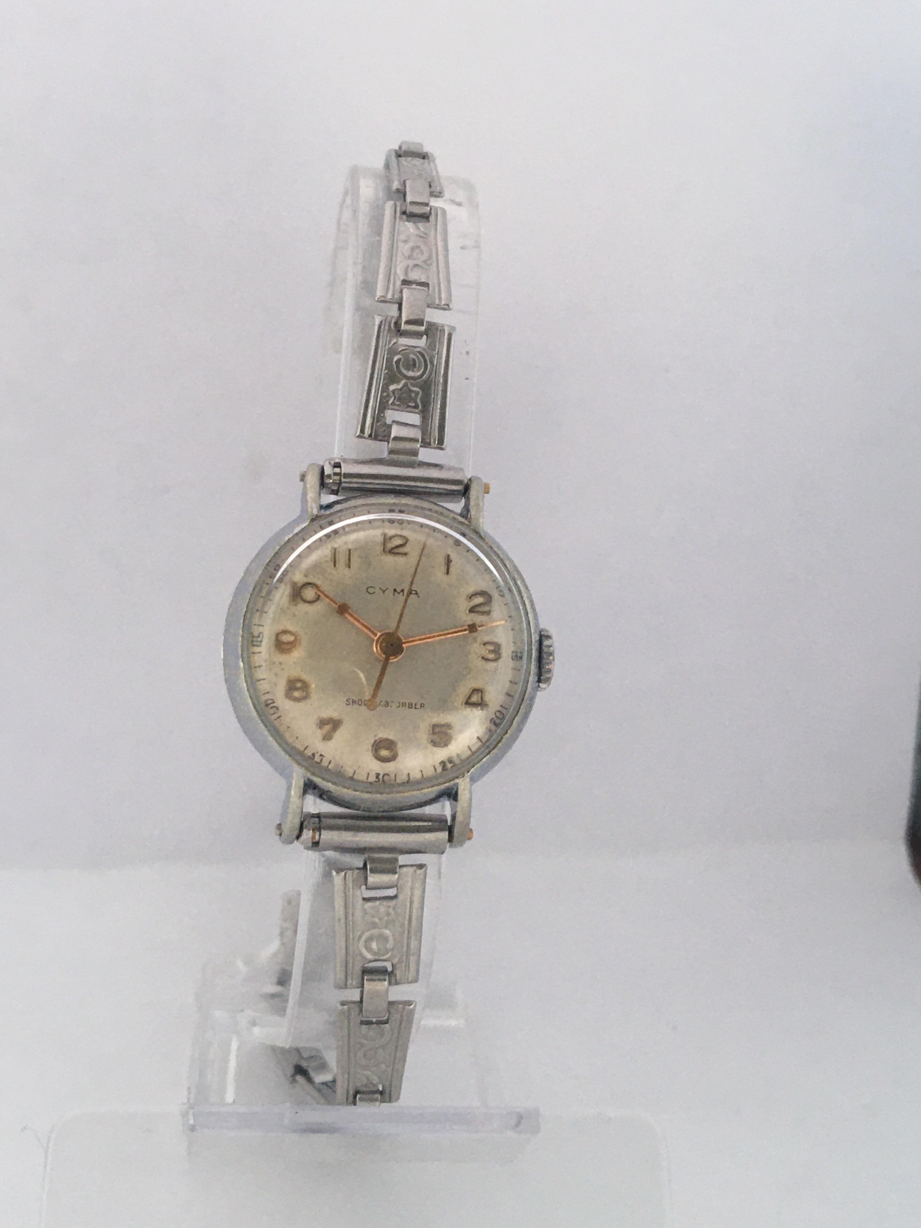 Vintage 1950s Stainless Steel CYMA Ladies Mechanical Watch For Sale 5