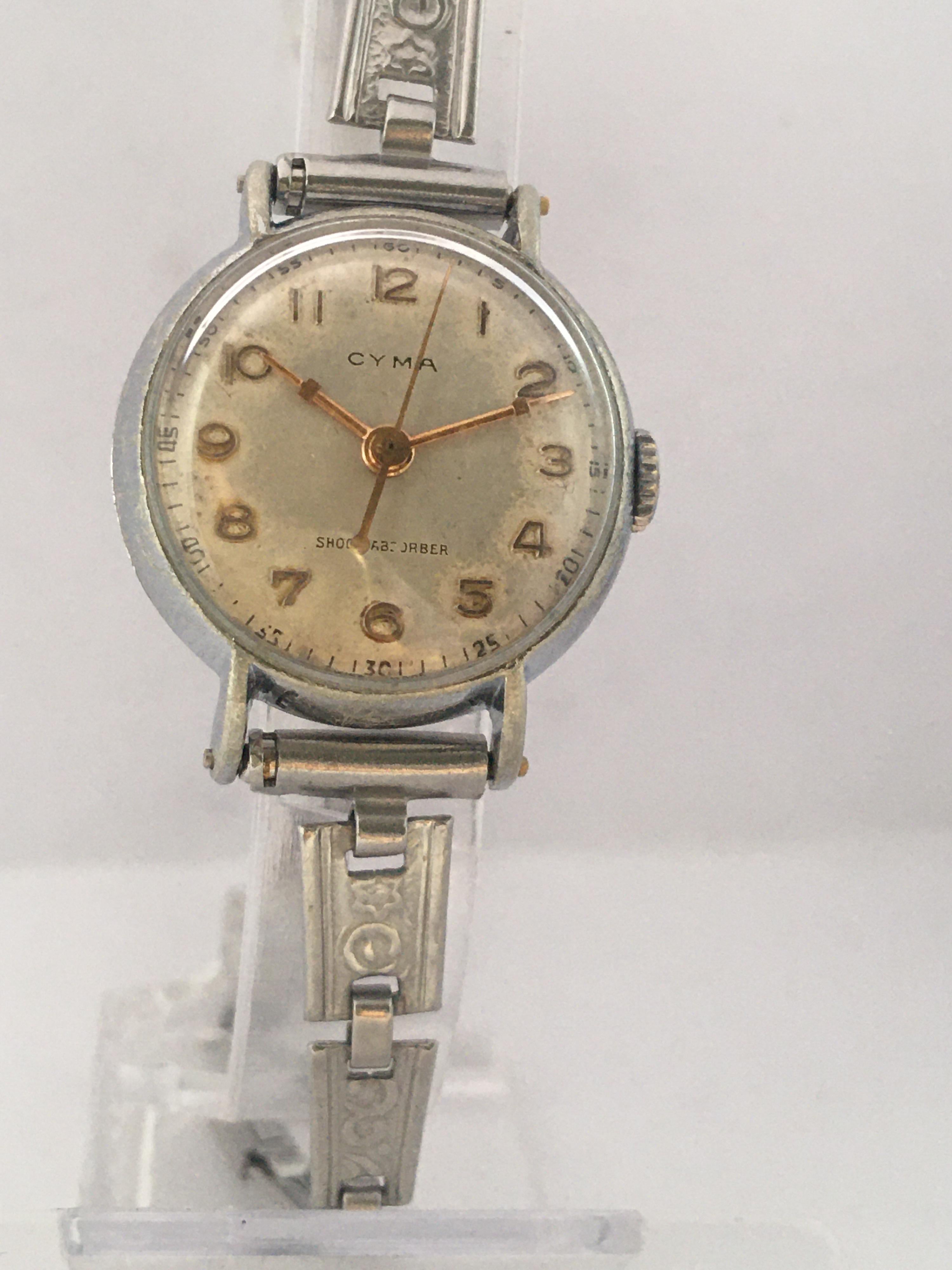 Vintage 1950s Stainless Steel CYMA Ladies Mechanical Watch For Sale 6