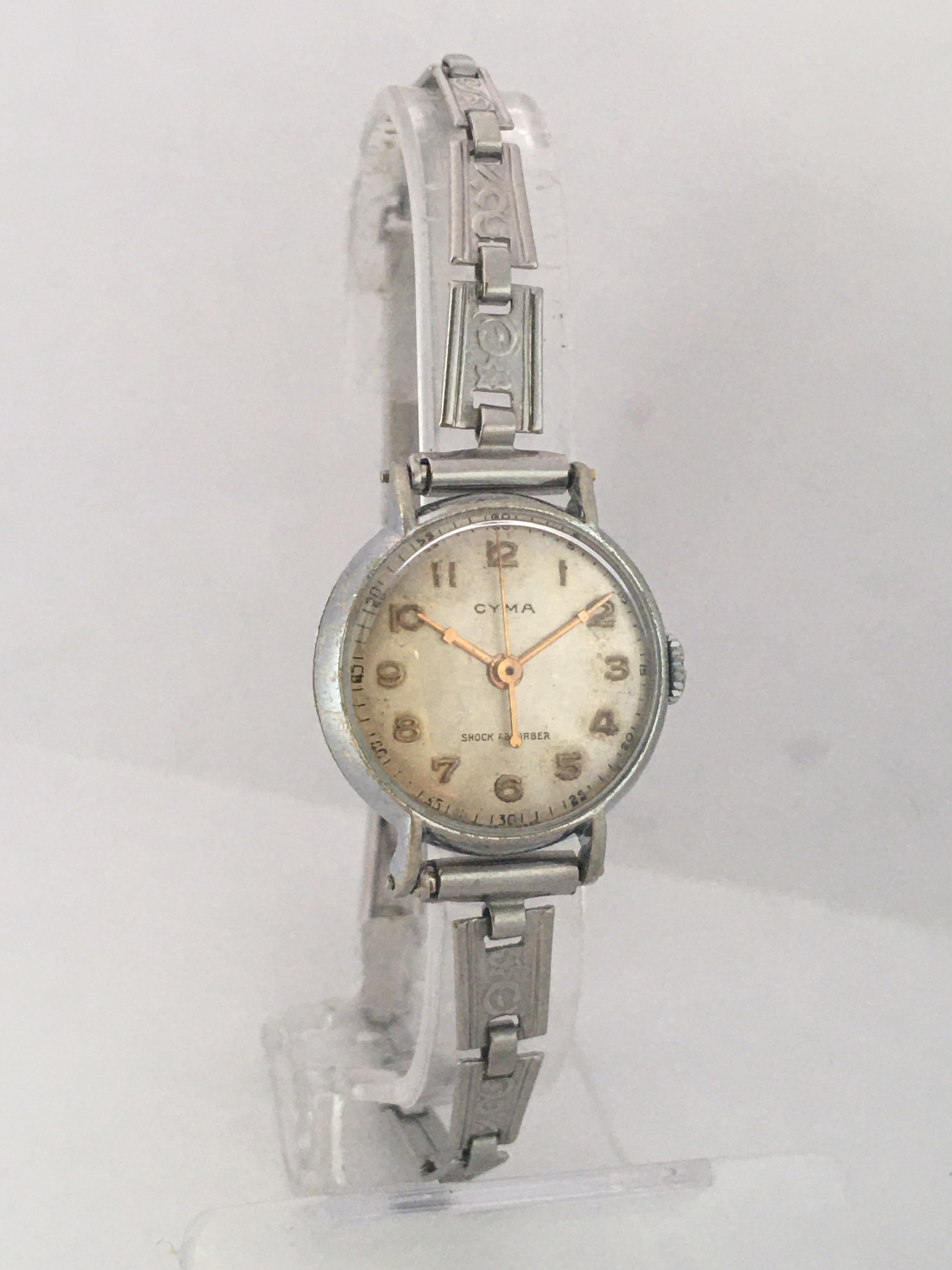 Vintage 1950s Stainless Steel CYMA Ladies Mechanical Watch For Sale 7