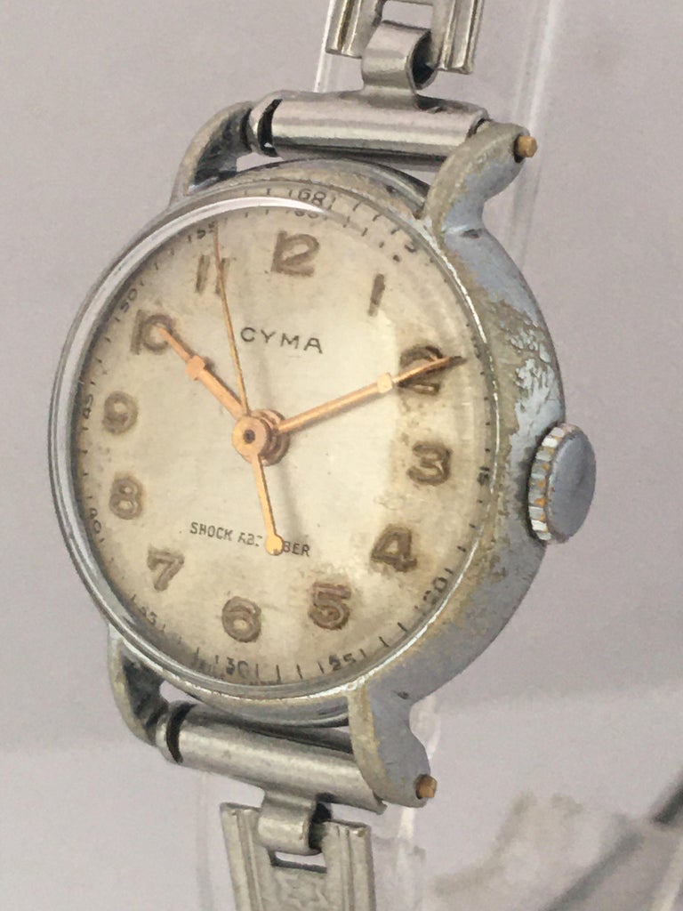 Vintage 1950s Stainless Steel CYMA Ladies Mechanical Watch For Sale at