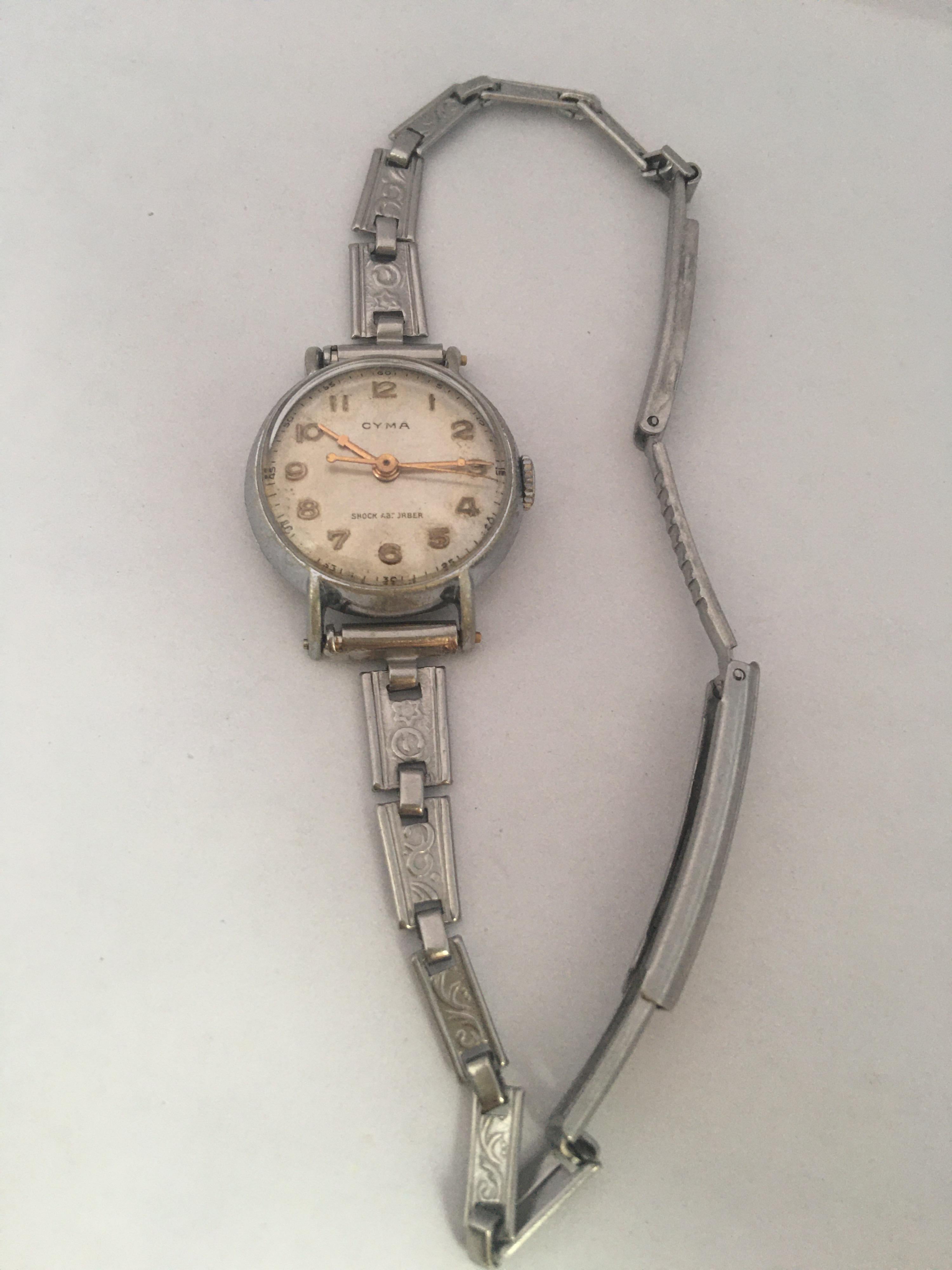 Vintage 1950s Stainless Steel CYMA Ladies Mechanical Watch For Sale 2