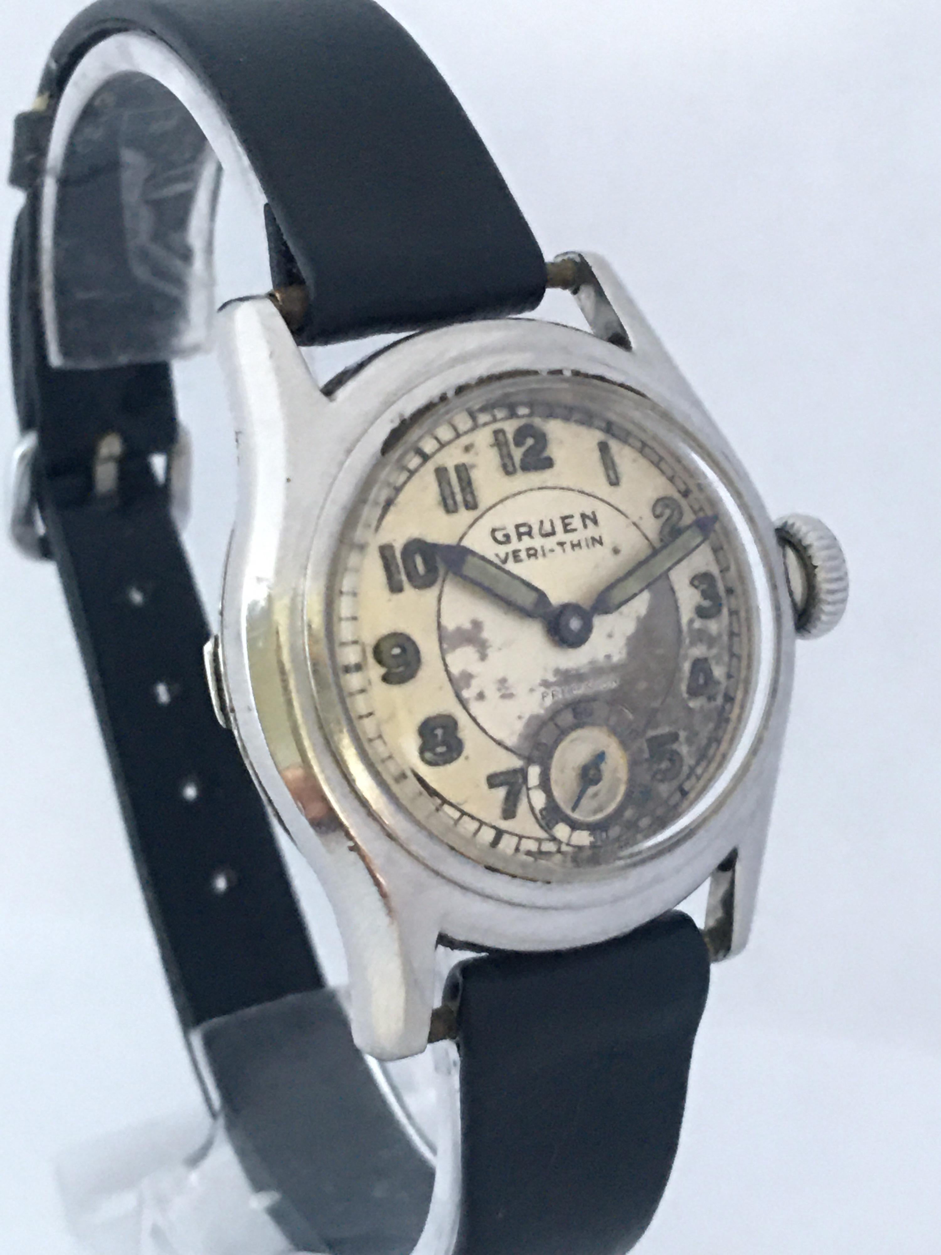 Vintage 1950s Stainless Steel Gruen Veri-Thin Precision Mechanical Watch 3