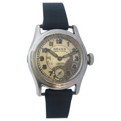 Retro 1950s Stainless Steel Gruen Veri-Thin Precision Mechanical Watch