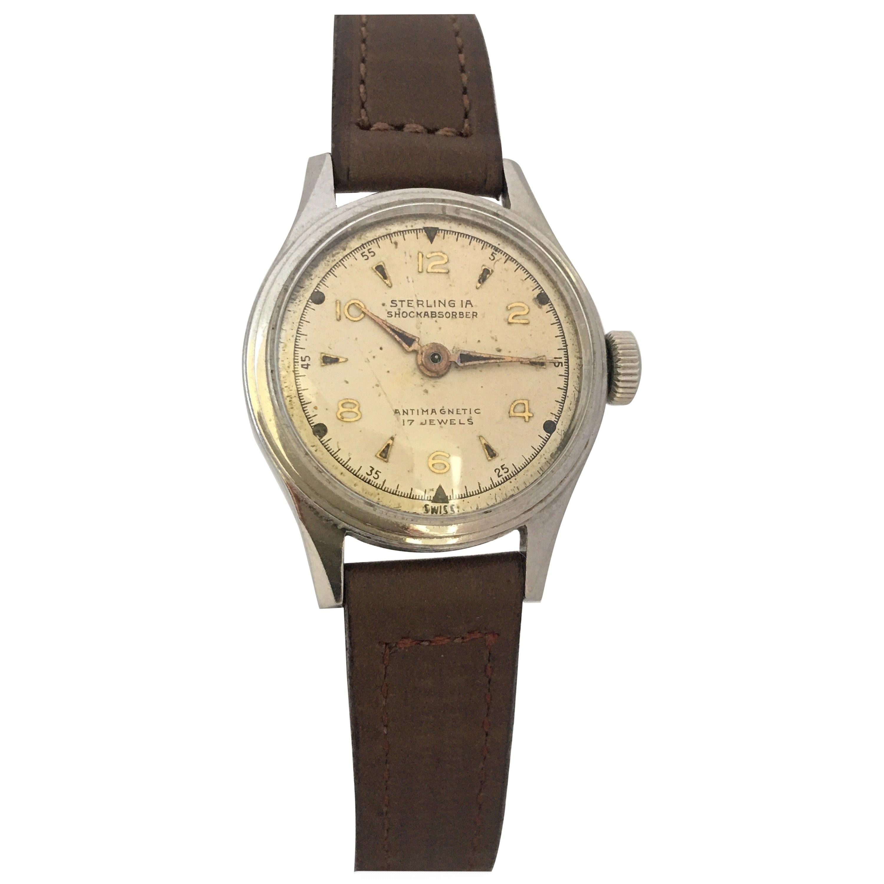Vintage 1950s Stainless Steel Ladies Swiss Mechanical Watch