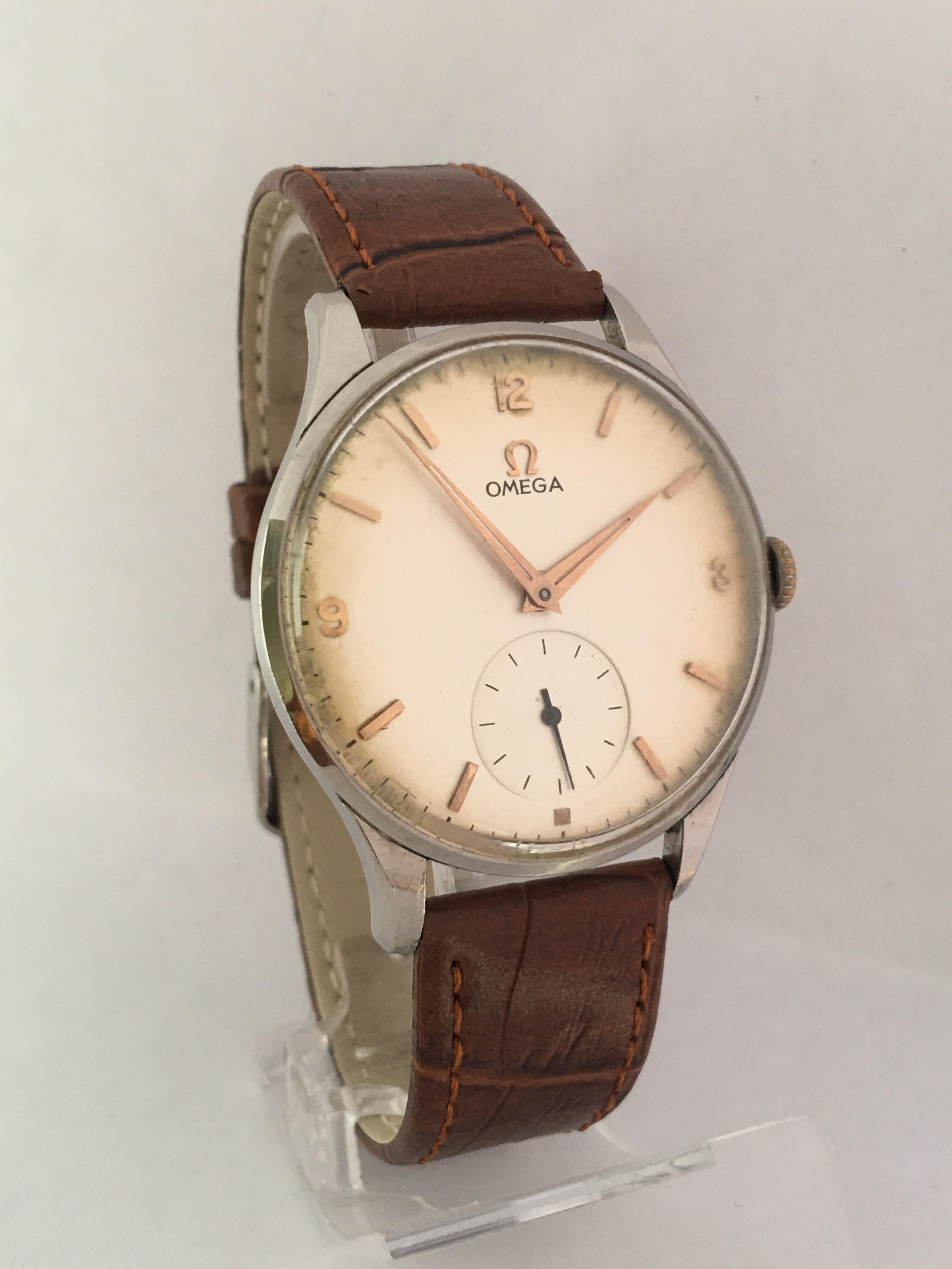 Vintage 1950s Stainless Steel Mechanical Omega Gentlemen’s Watch 7