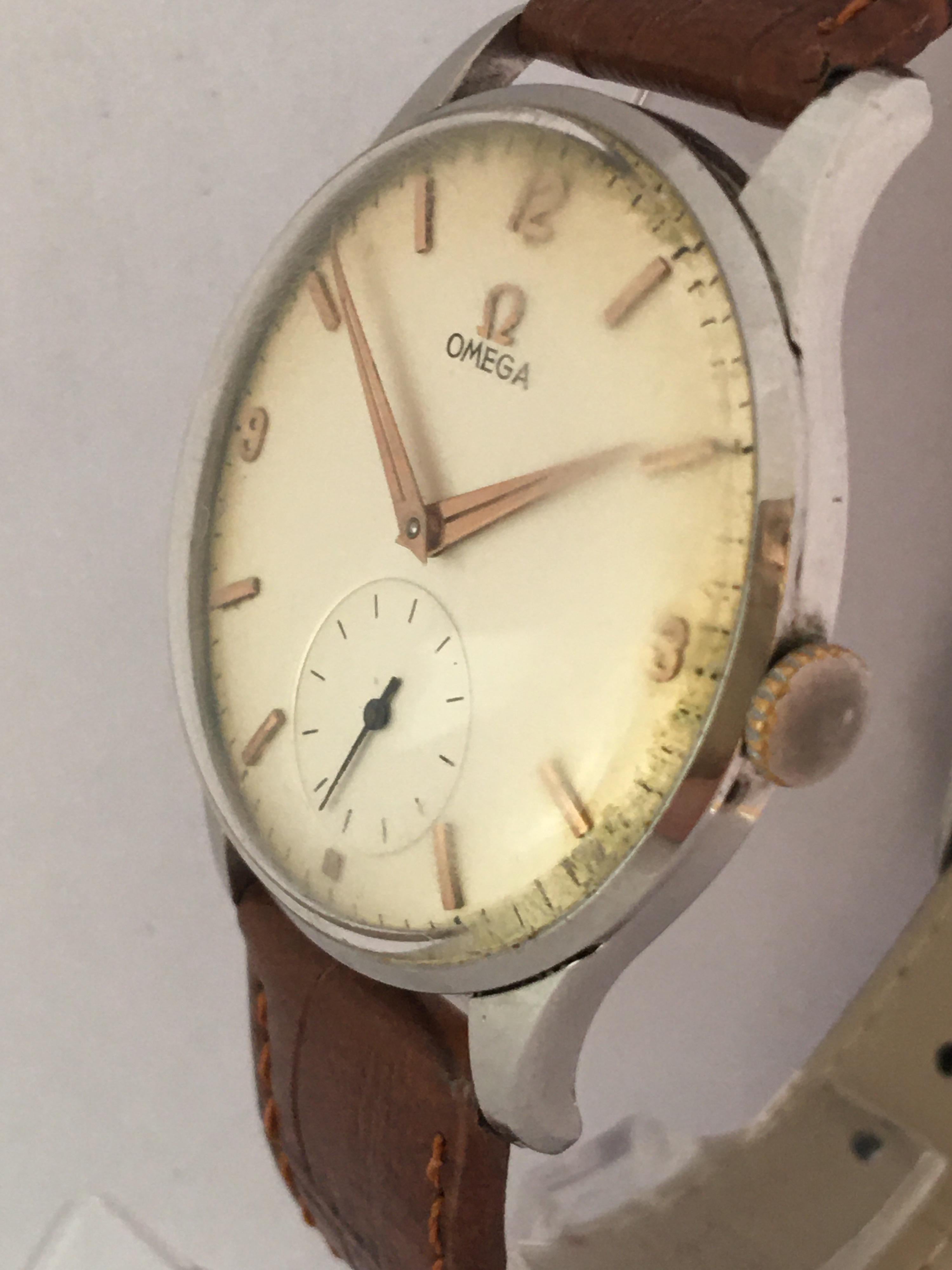 Vintage 1950s Stainless Steel Mechanical Omega Gentlemen’s Watch 8