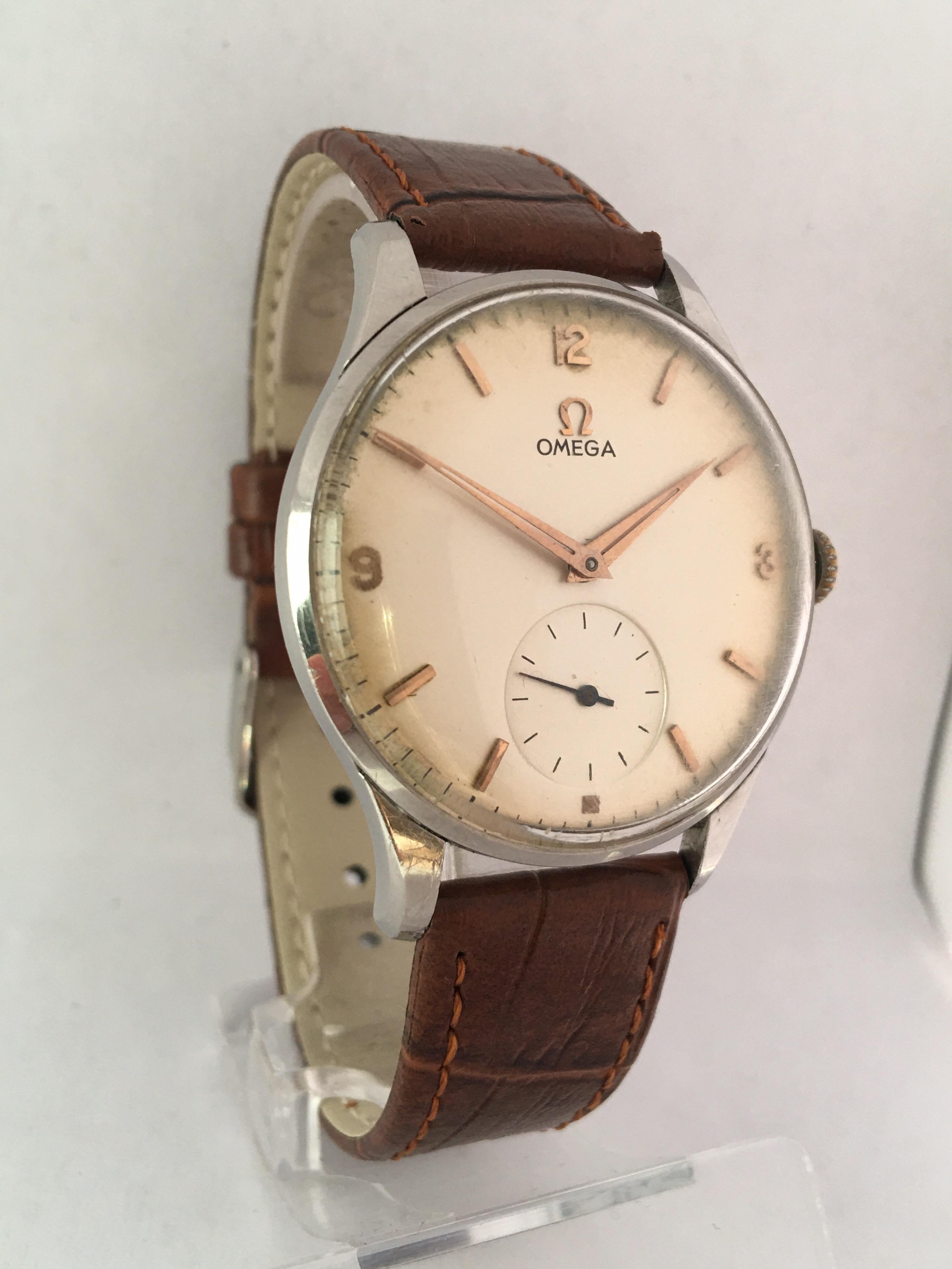 Vintage 1950s Stainless Steel Mechanical Omega Gentlemen’s Watch 10