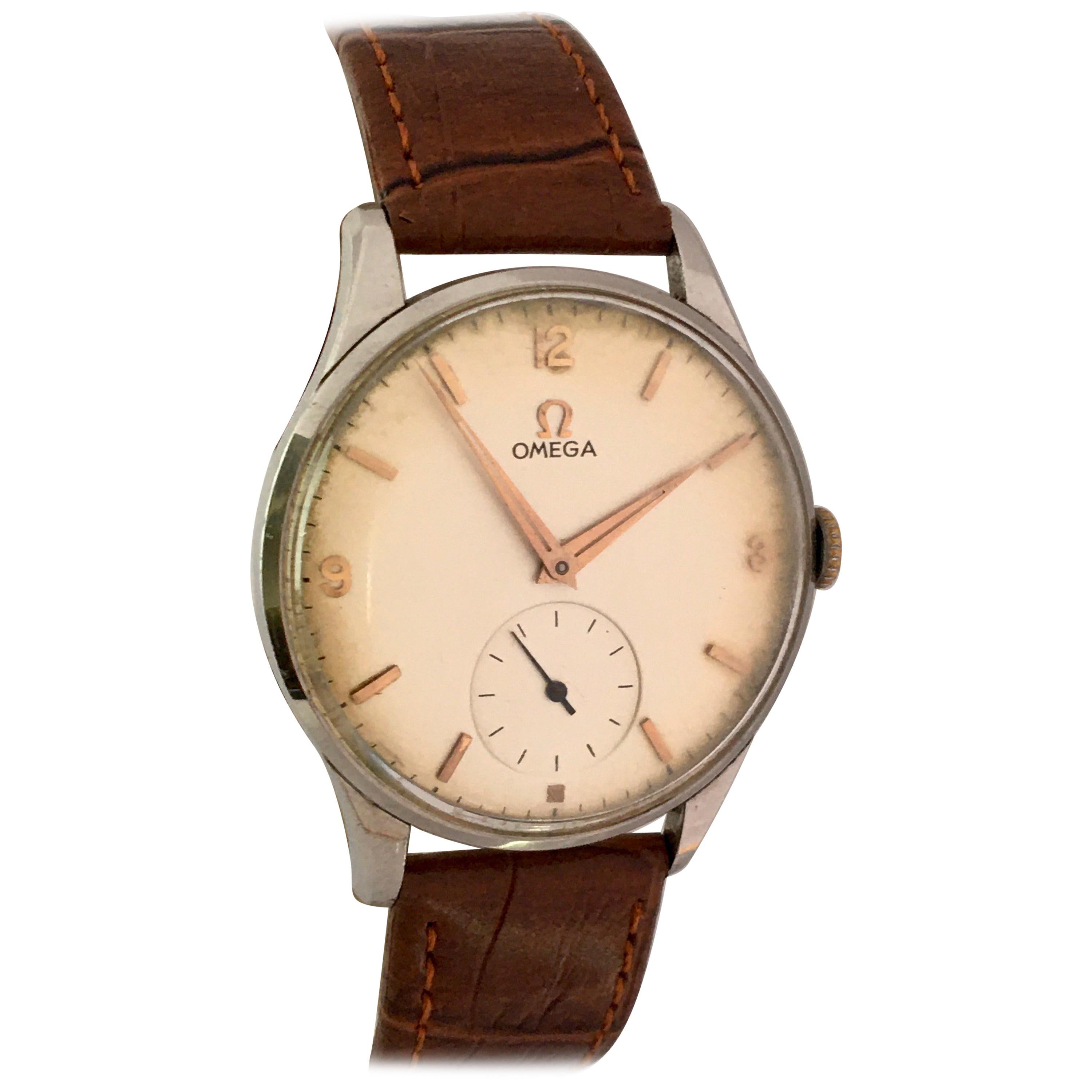 Vintage 1950s Stainless Steel Mechanical Omega Gentlemen’s Watch