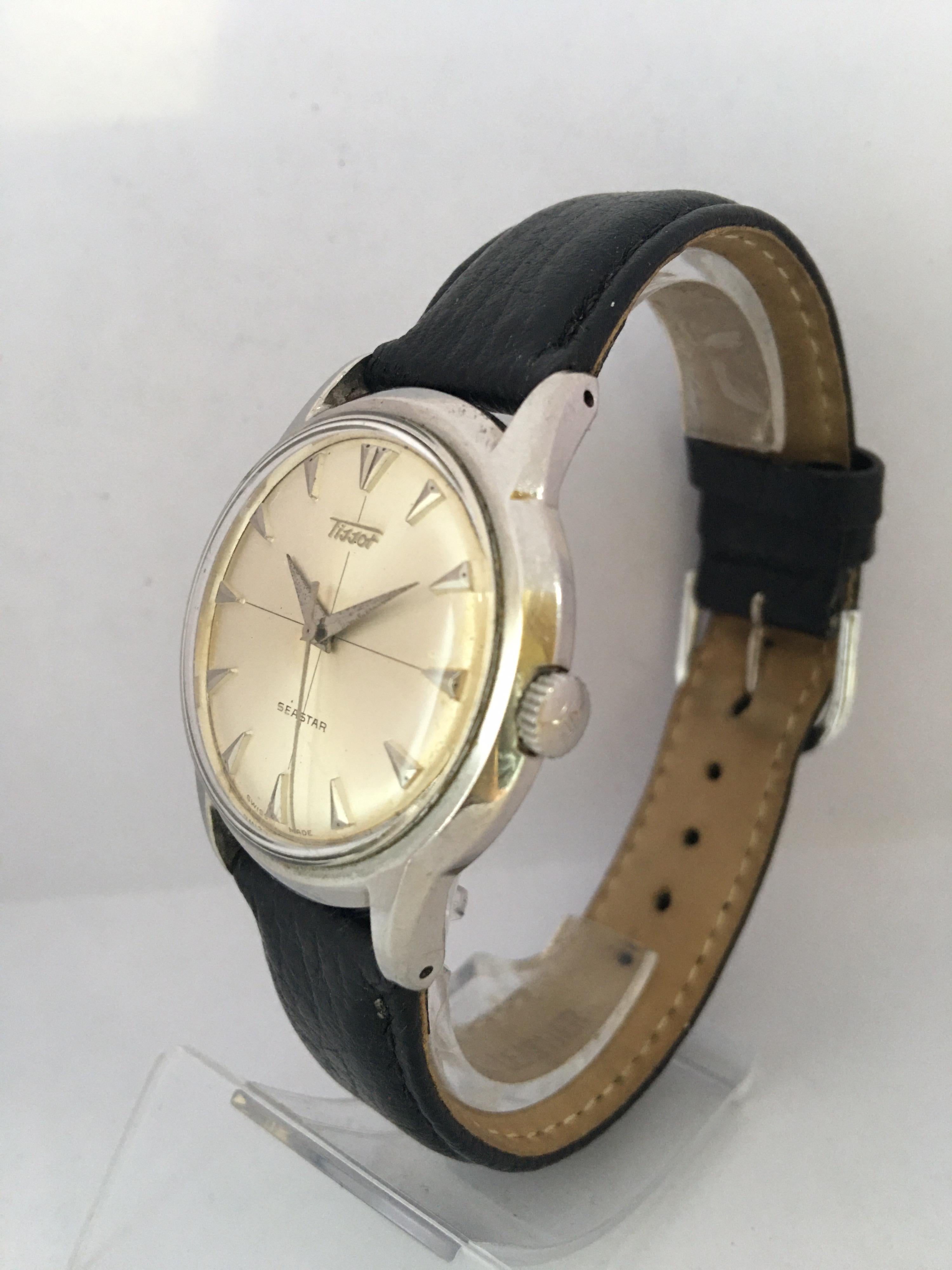 Vintage 1950s Stainless Steel Tissot Seastar Mechanical Wristwatch 3