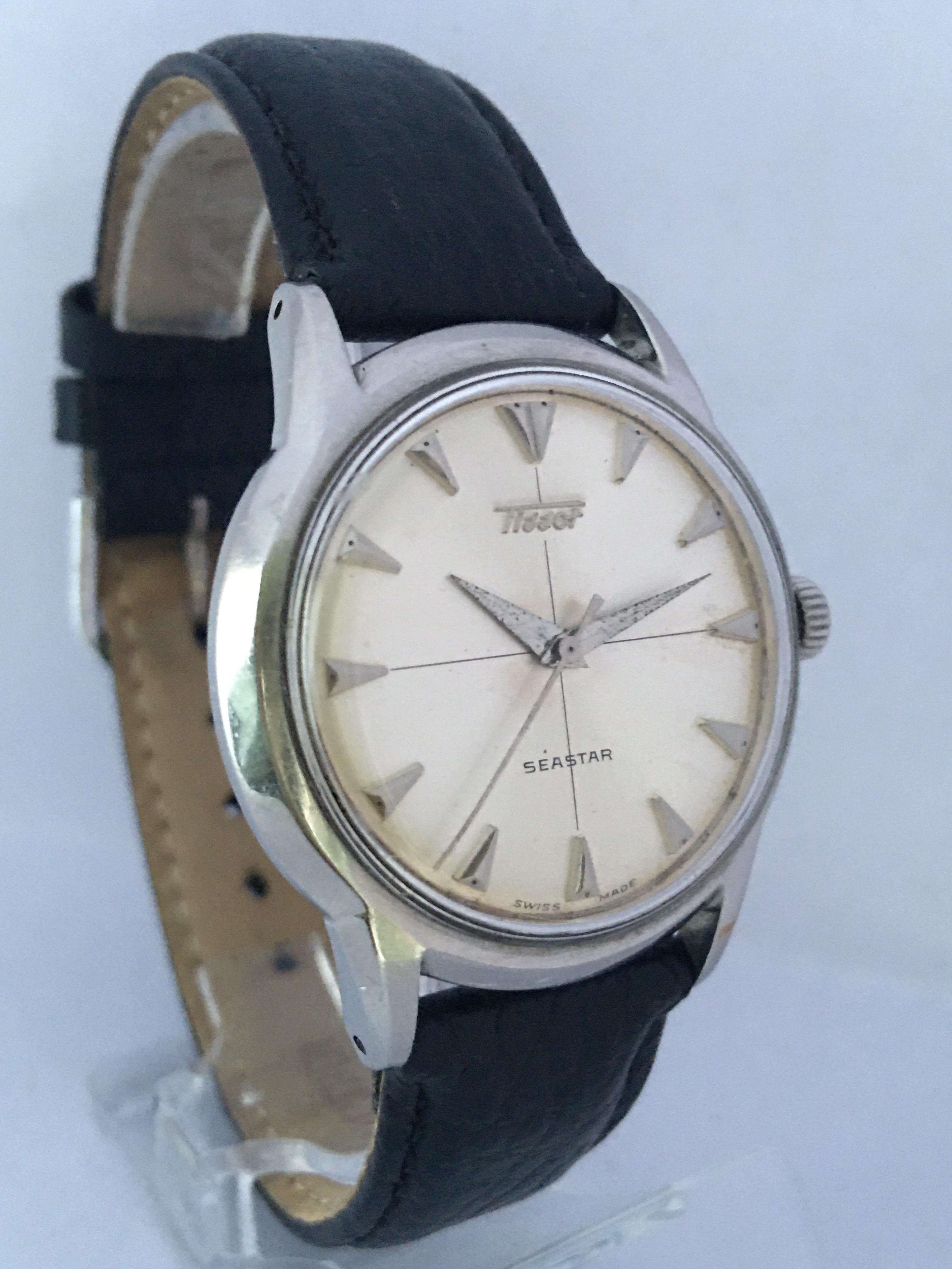 Vintage 1950s Stainless Steel Tissot Seastar Mechanical Wristwatch 4