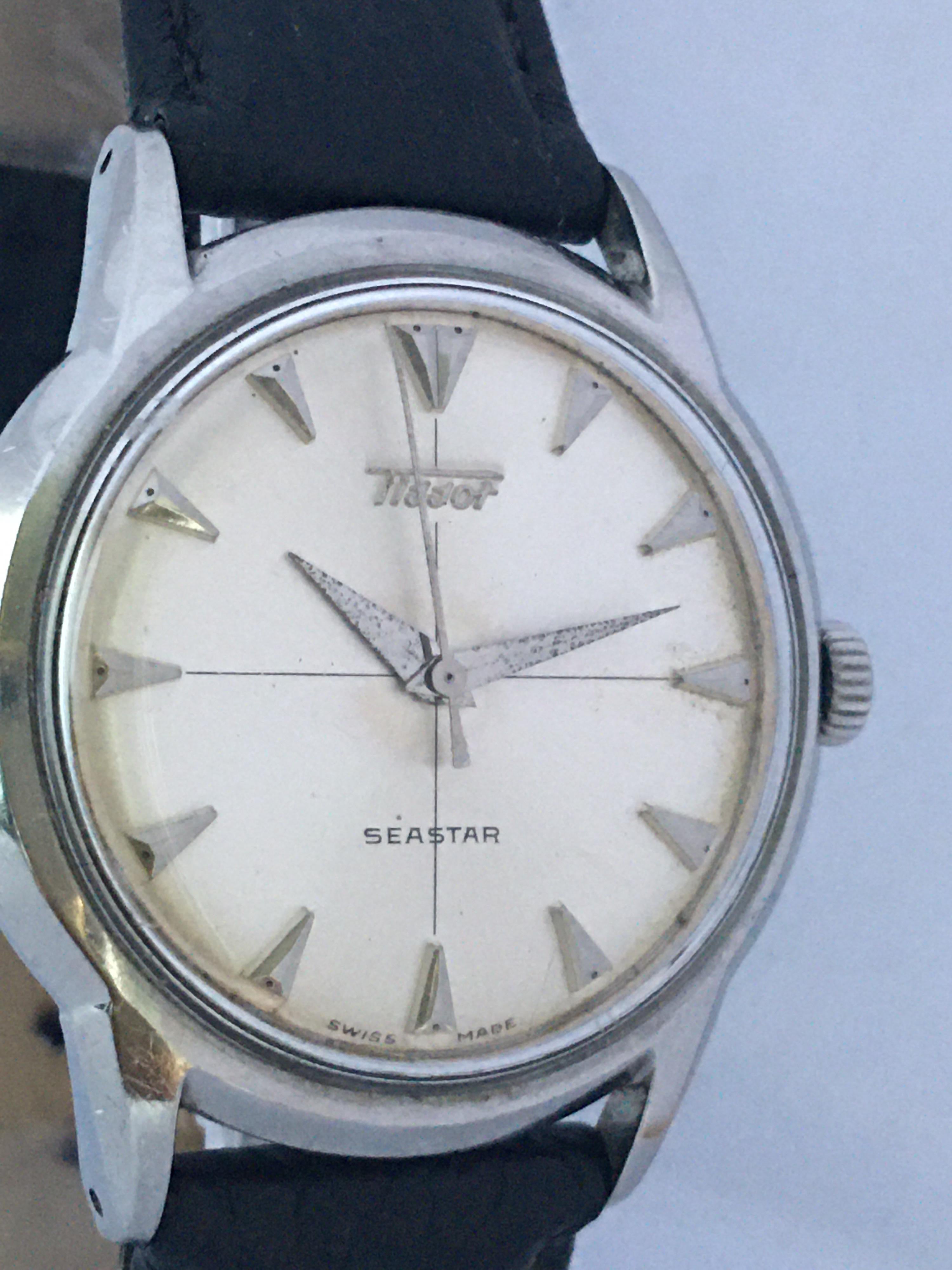 Vintage 1950s Stainless Steel Tissot Seastar Mechanical Wristwatch 5