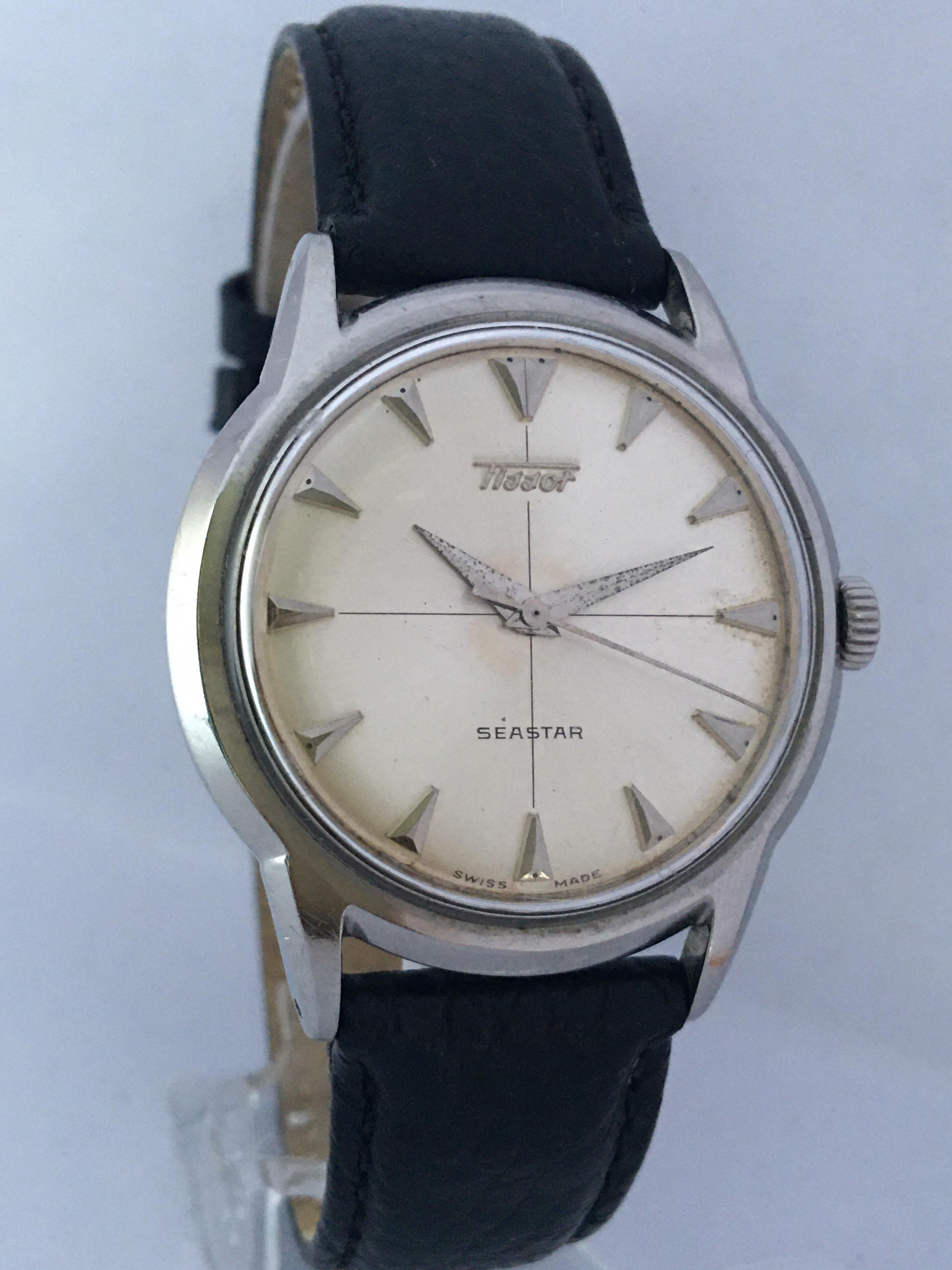 Vintage 1950s Stainless Steel Tissot Seastar Mechanical Wristwatch 7