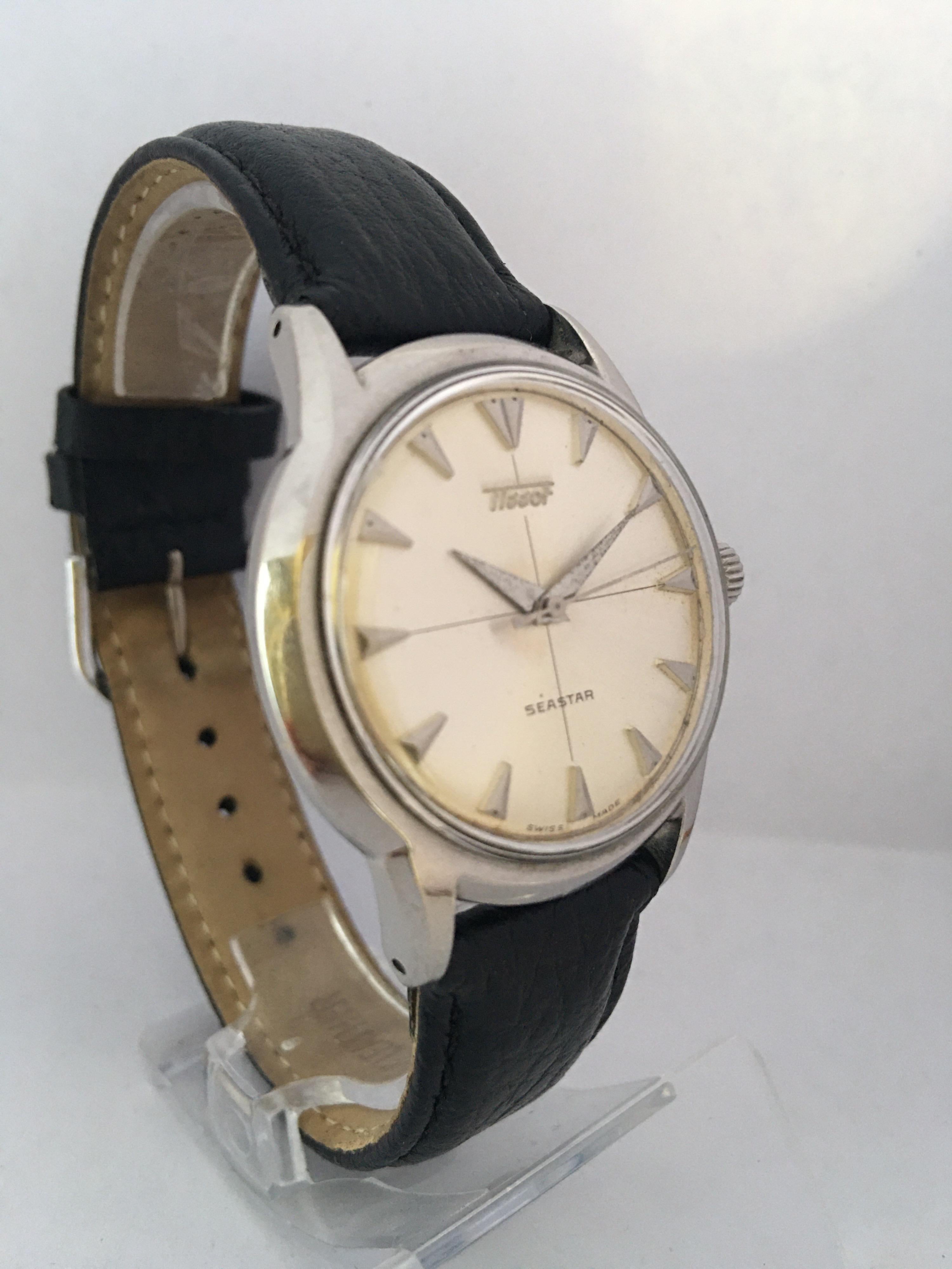 Vintage 1950s Stainless Steel Tissot Seastar Mechanical Wristwatch 2