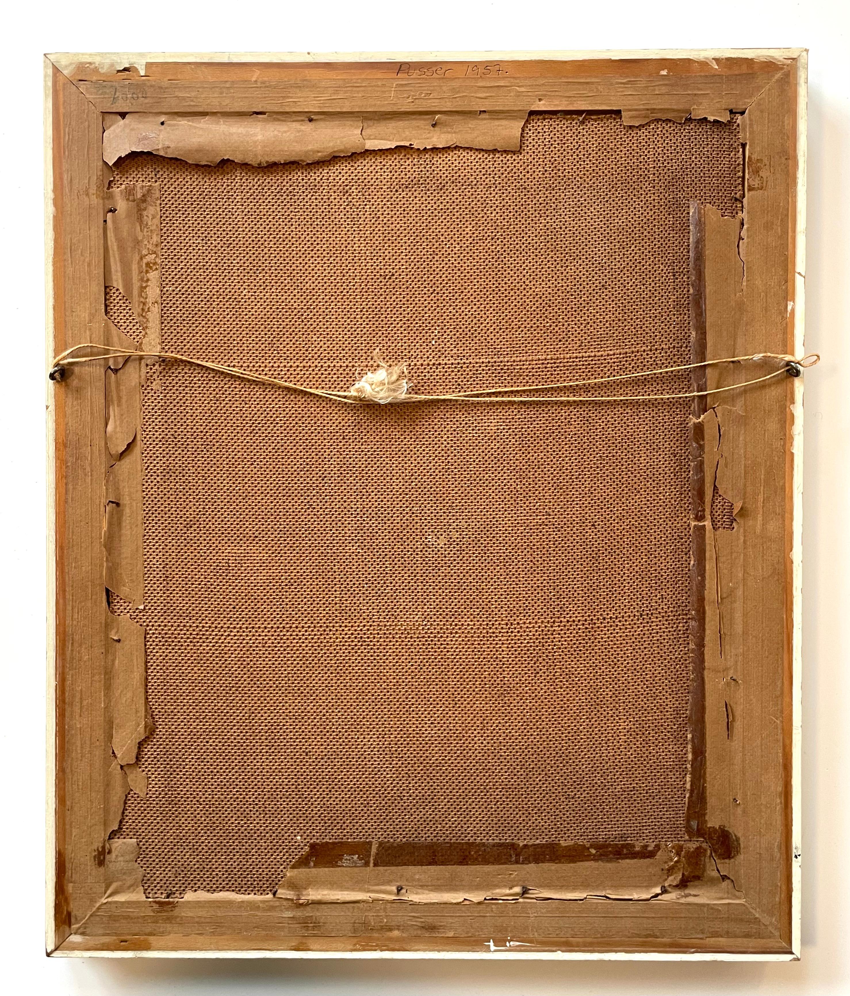 Vintage 1950s Stillleben Ölgemälde von Blumen in einer Vase im Angebot 5