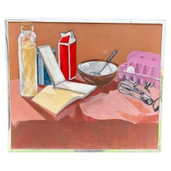Vintage 1950s Still Life Painting by E.M. Kaufman -  Kitchen Scene